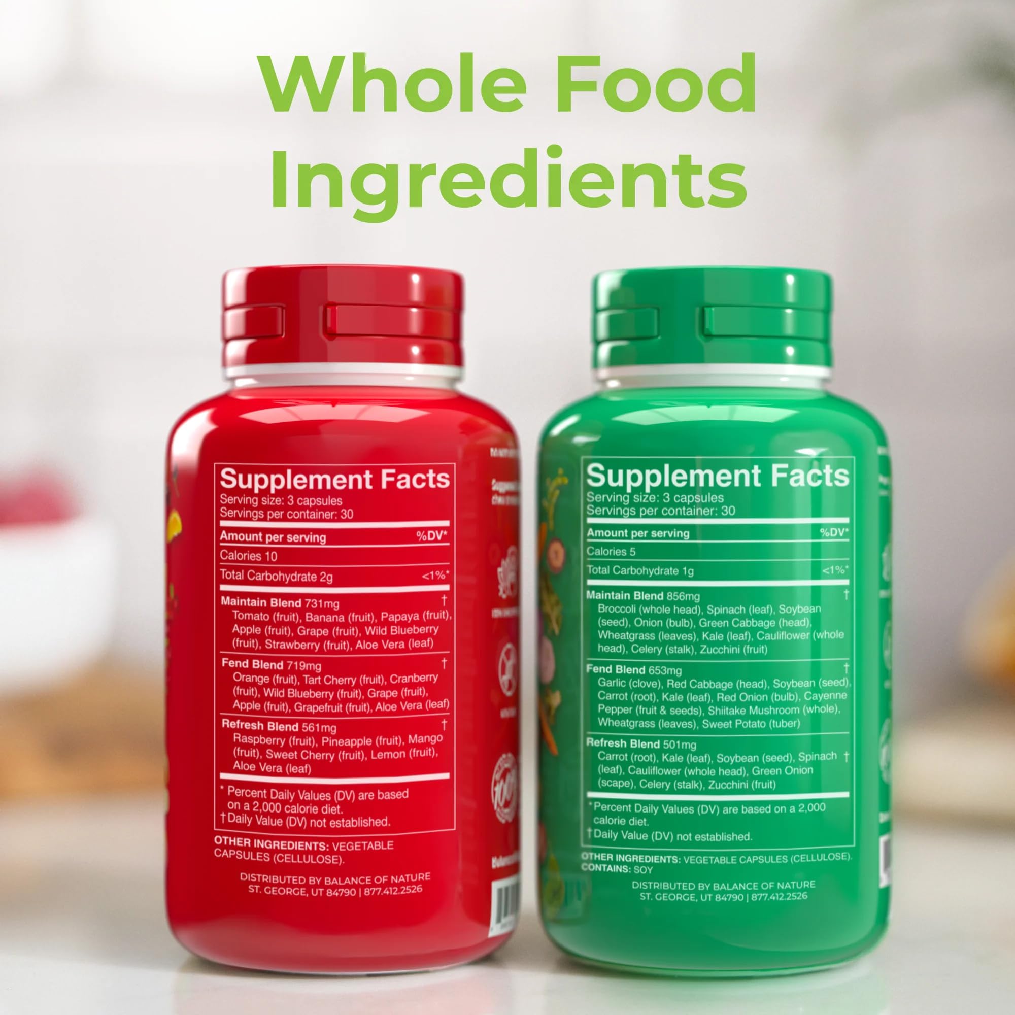 Balance of Nature Whole Food Supplements - 90 Fruit & 90 Veggie Capsules with Natural Ingredients for Women, Men & Kids - Daily Nutrition Boost for Busy Lifestyles, Immune Support & Overall Wellness