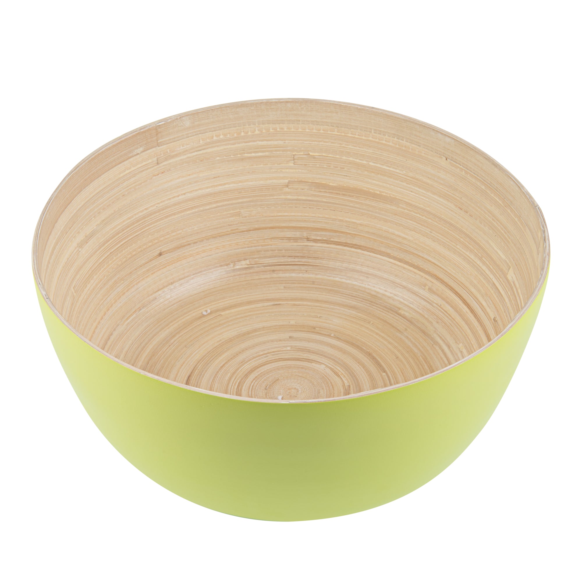 Bambuddha 51 oz Large Round Green Spun Bamboo Salad Bowl - 13.5
