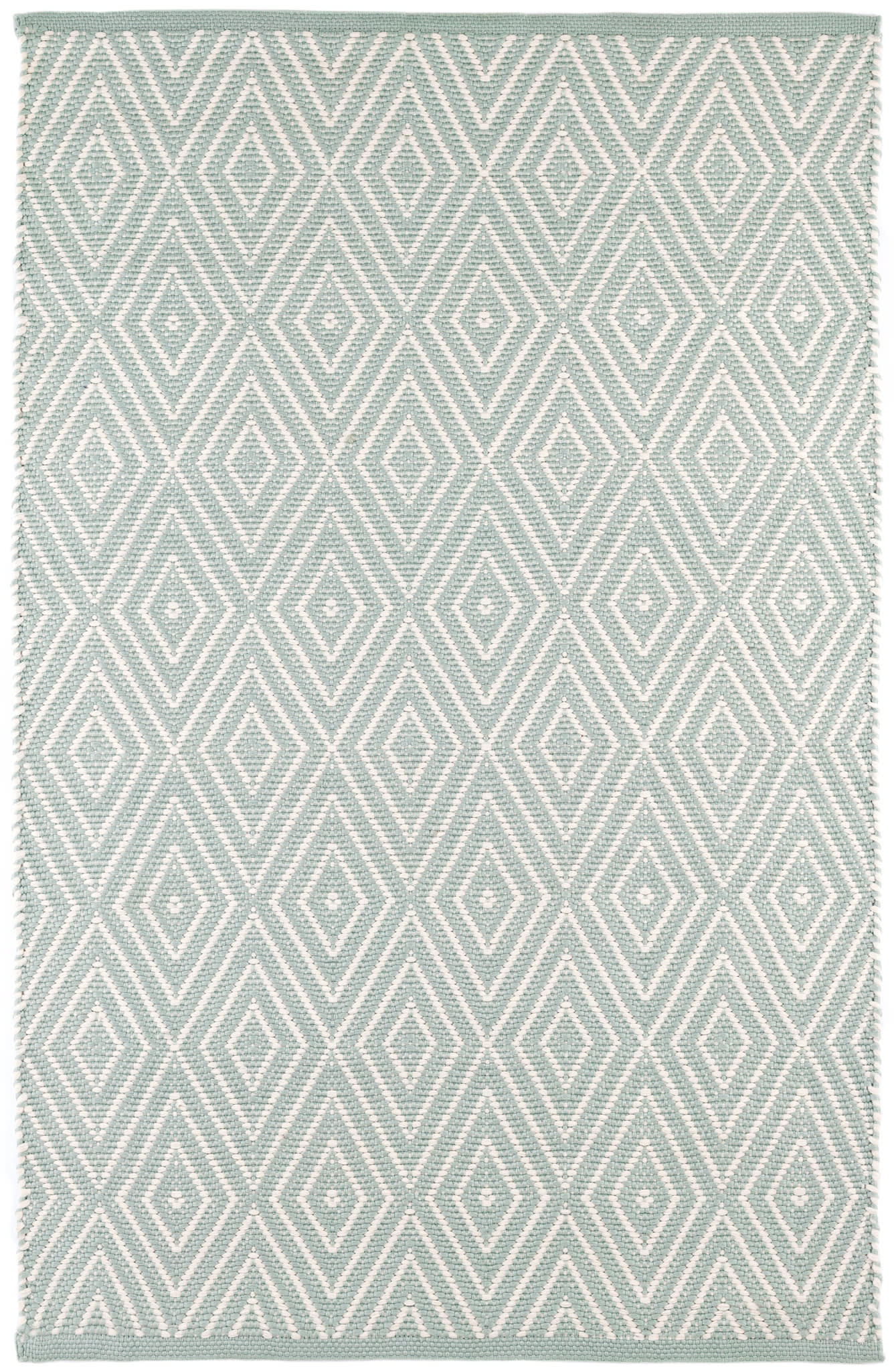Handwoven Diamond Pattern Indoor/Outdoor Area Rug - Light Blue & Ivory Bohemian Style Floor Mat for Living Room, Bedroom, Patio & Deck Decor