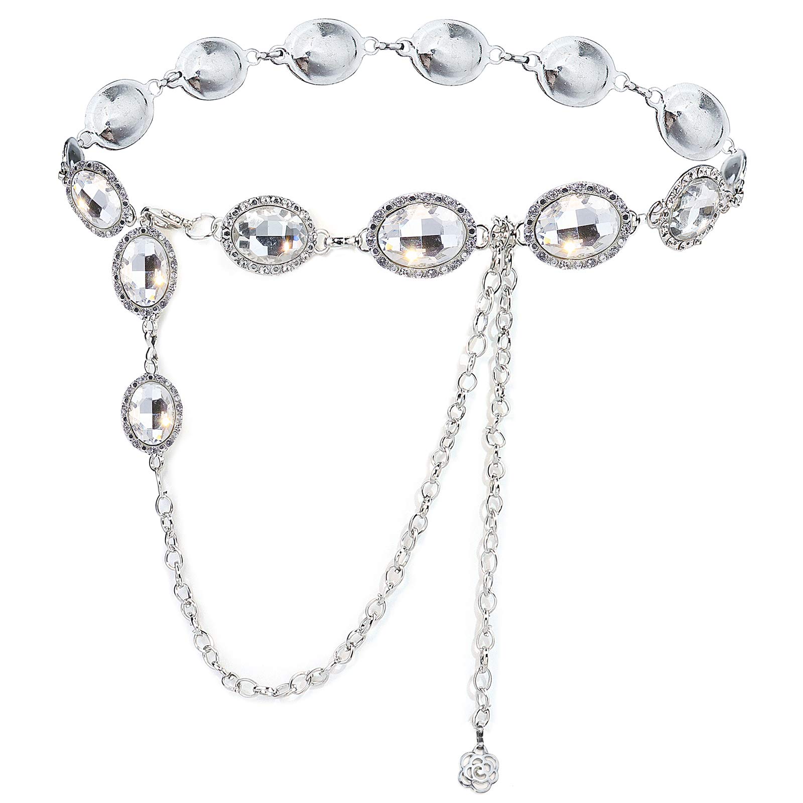 Elegant Women's Metal Waist Chain Belt with Crystal Accents - Perfect for Dresses, Parties, and Special Occasions