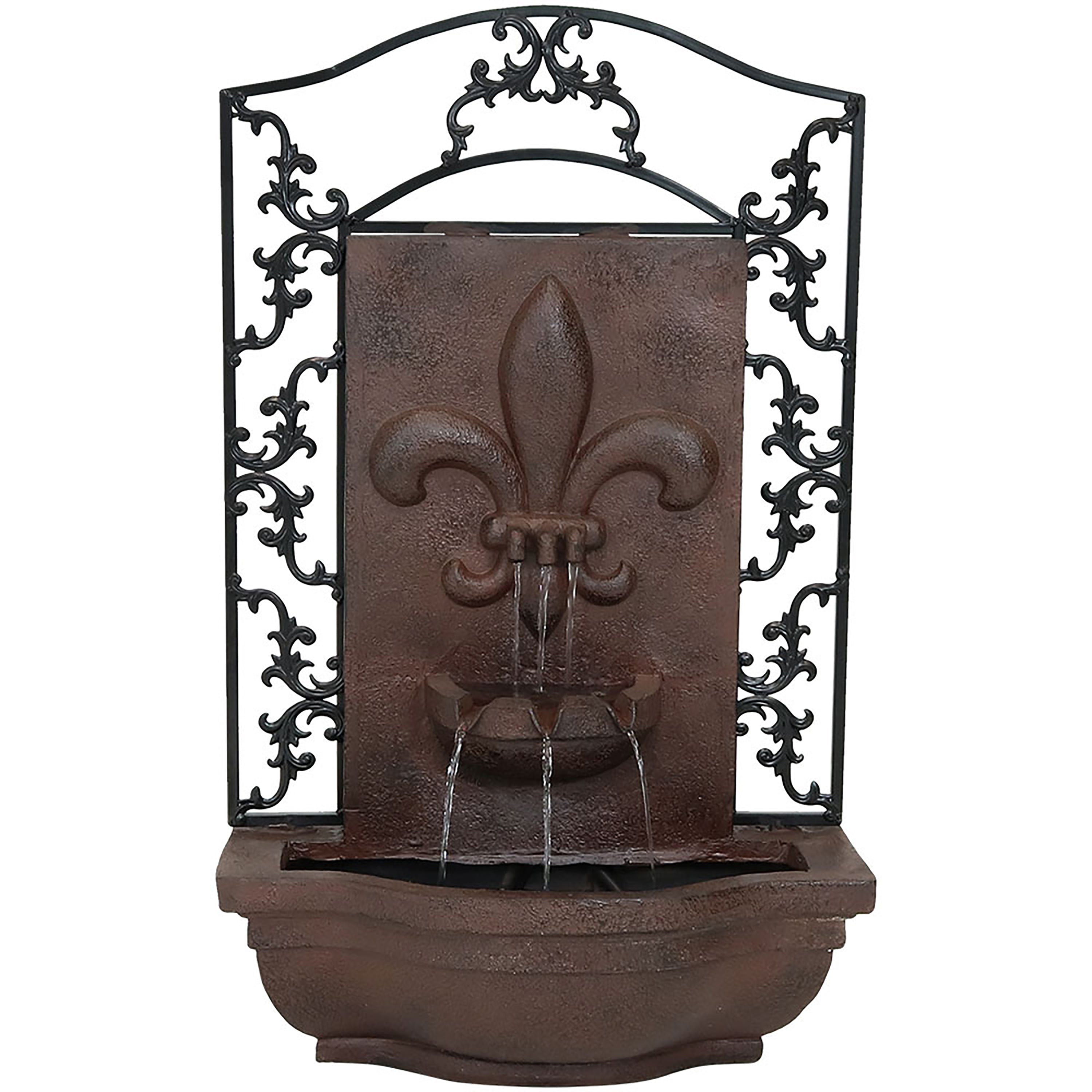 Elegant Sunnydaze French Lily Outdoor Wall Fountain with Submersible Pump - Perfect for Garden, Patio, and Backyard Decor