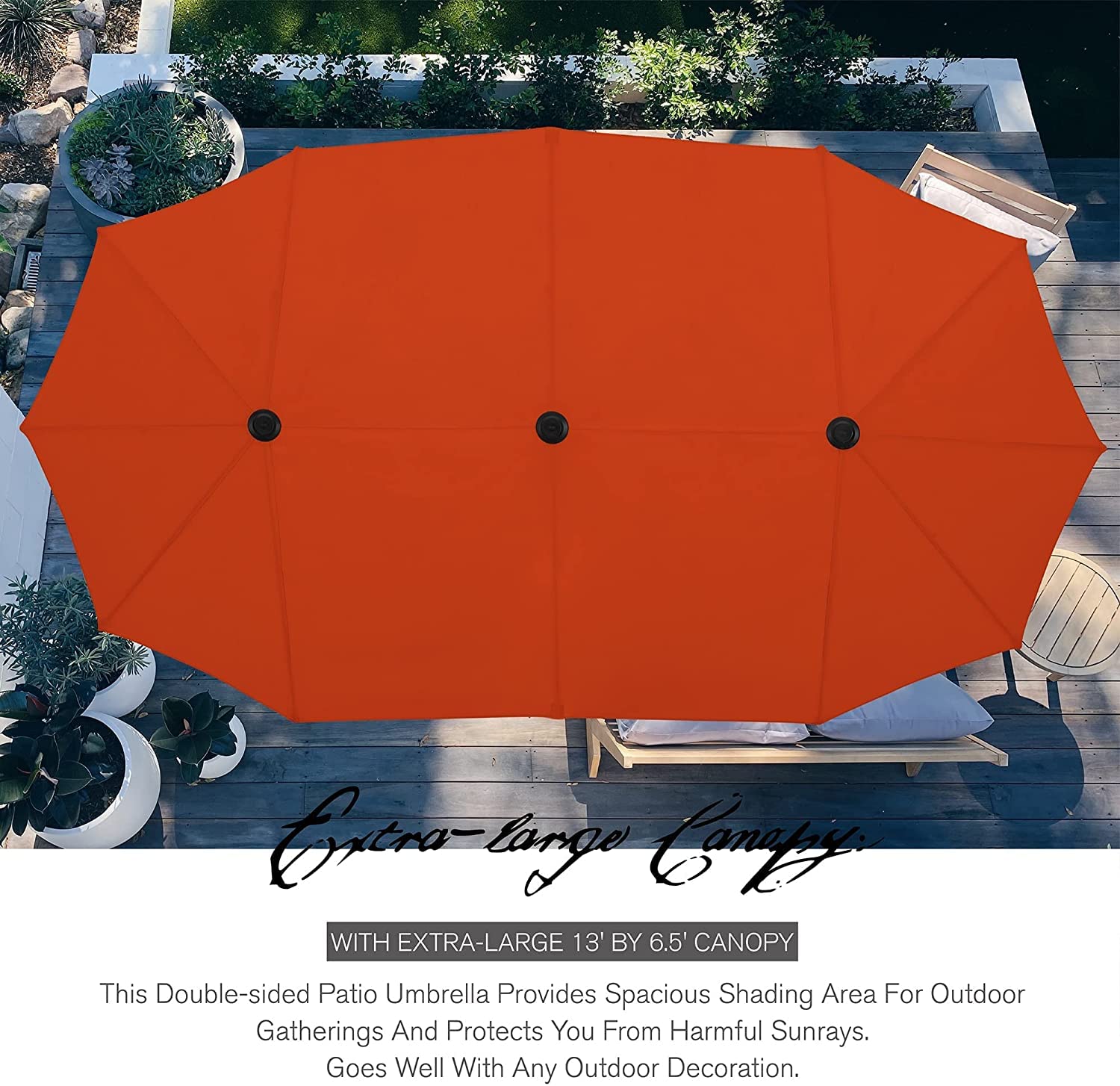 Sophia & William 8-Piece Outdoor Patio Dining Set with 6 Spring Motion Chairs & 1 Metal Table - Includes 13ft Double-Sided Orange Red Umbrella - Durable Metal Furniture for Garden, Lawn, Backyard - Perfect for Outdoor Entertaining, BBQs, and Relaxing in Your Yard