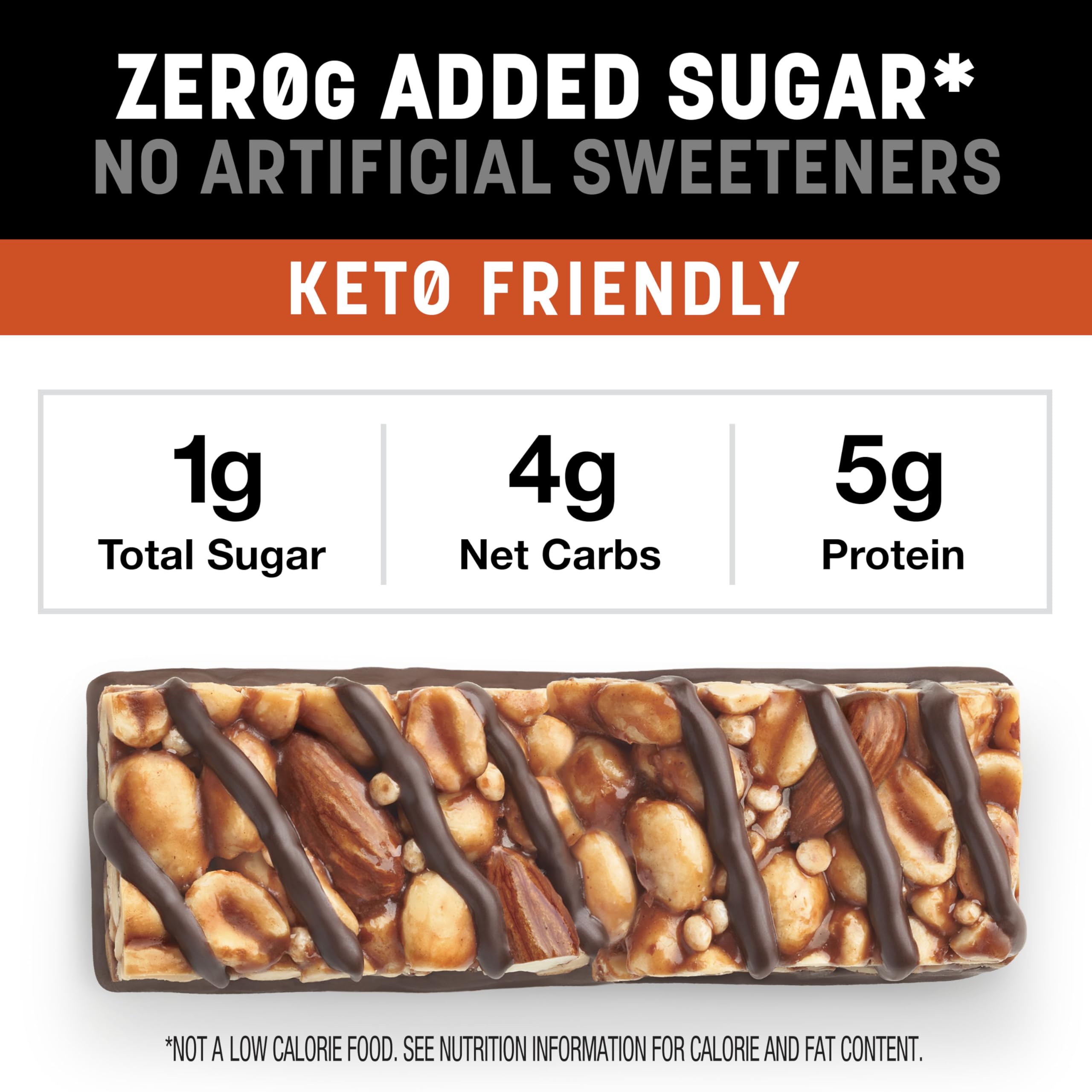 KIND ZERO Sugar Added Keto Snack Bars - Peanut Butter Dark Chocolate Flavor, High Fiber, Gluten Free, Low Sugar, 5g Protein (30 Count) | Perfect for On-the-Go Snacking, Office Lunch & Healthy Lifestyle