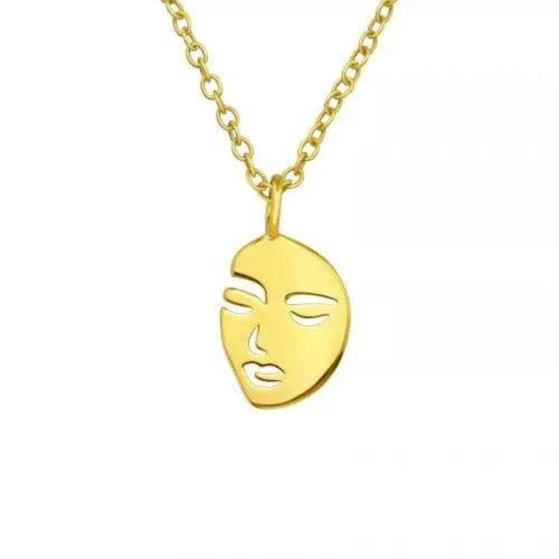 18K Gold Plated Face Pendant Necklace for Women - Elegant Layering Jewelry Gift for Birthday, Anniversary & Valentine's Day | Perfect for Parties, Date Nights & Special Occasions