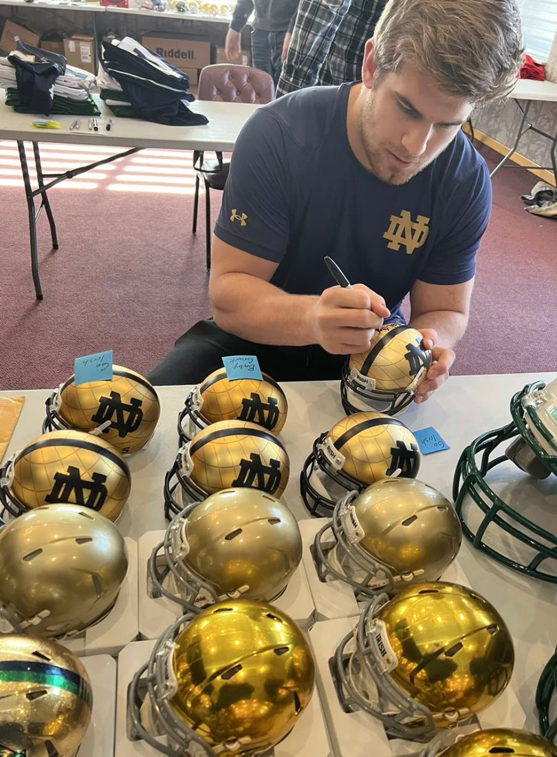 Michael Mayer Autographed Notre Dame Fighting Irish Speed Mini Helmet - Collectible Football Memorabilia for Fans & Sports Enthusiasts - Perfect for Display, Gifts, and Game Day Decor