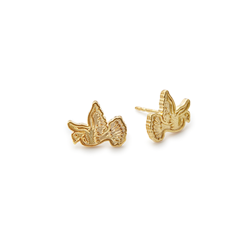 Dove Stud Earrings for Women - 14K Gold Plated Hypoallergenic Cubic Zirconia Earrings - Perfect for Daily Wear, Work, and Special Occasions