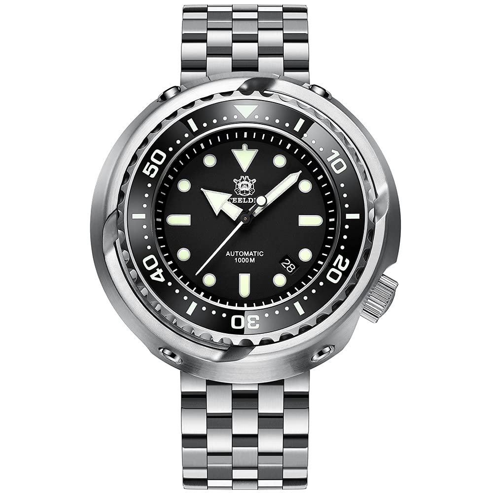 STEELDIVE Men's Automatic Diving Watch - 1000M Water Resistant, Self-Winding Mechanical Wristwatch with C3 Luminous & Ceramic Bezel Dive Chronograph (SD1978) | Perfect for Scuba Diving, Water Sports & Outdoor Adventures