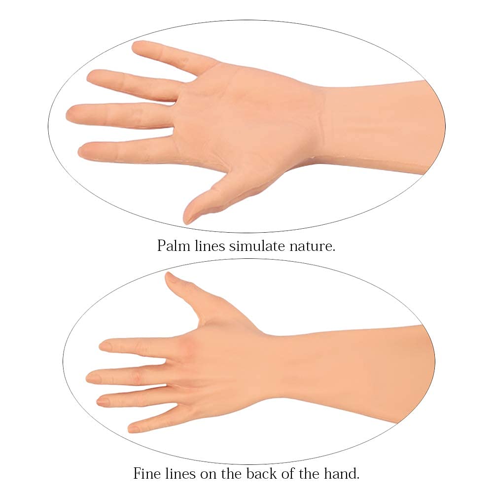 Realistic Silicone Gloves - Soft Fake Female Hands with Half Arm for Crossdressers, Transgender & Drag Queens | Perfect for Cosplay, Halloween & Performance Costumes