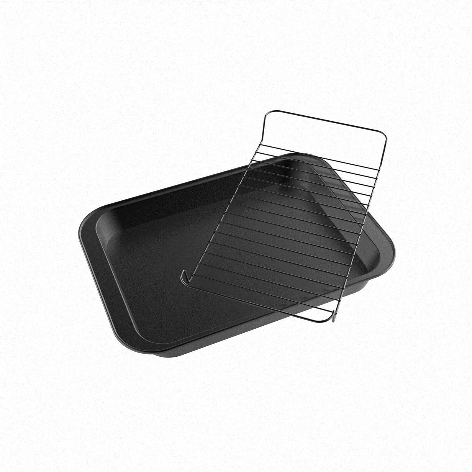 Nonstick Silver Roasting Pan with Wire Rack - Heavy Duty Cast Iron Skillet for Healthy Cooking, Fat Drain & Even Baking | Perfect for Turkey, Chicken, Vegetables & Holiday Meals | Ideal for Oven Roasting, Thanksgiving Dinner & Family Gatherings
