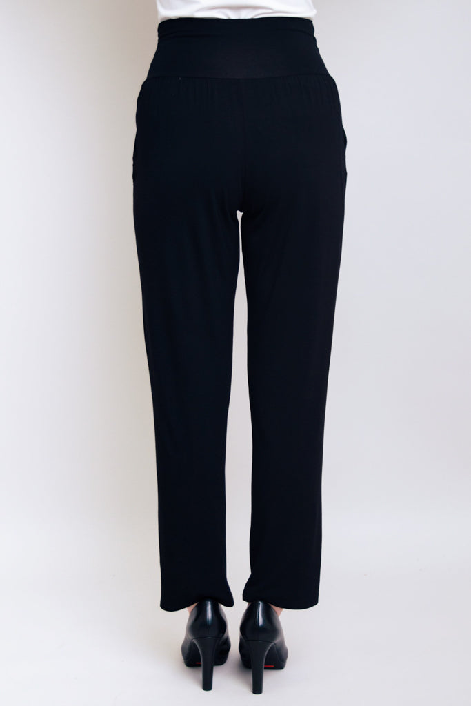 Clair Women's Bamboo Stretch Pants - Soft & Comfortable High Waist Black Yoga Pants for Workout, Lounge & Travel