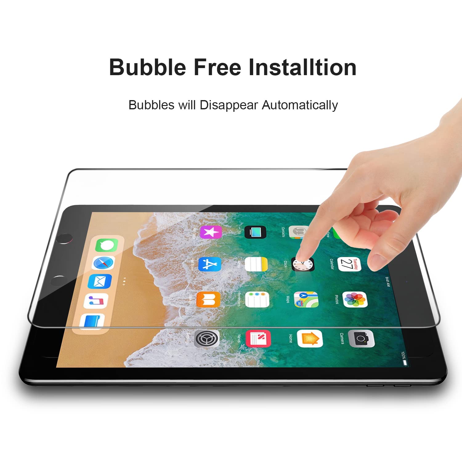 Gerutek 2-Pack Tempered Glass Screen Protector for iPad 9.7 Inch (2018/2017 6th/5th Gen), iPad Air 2 & iPad Air - 9H Hardness, Anti-Bubble, HD Clear - Perfect for Work, Study & Entertainment