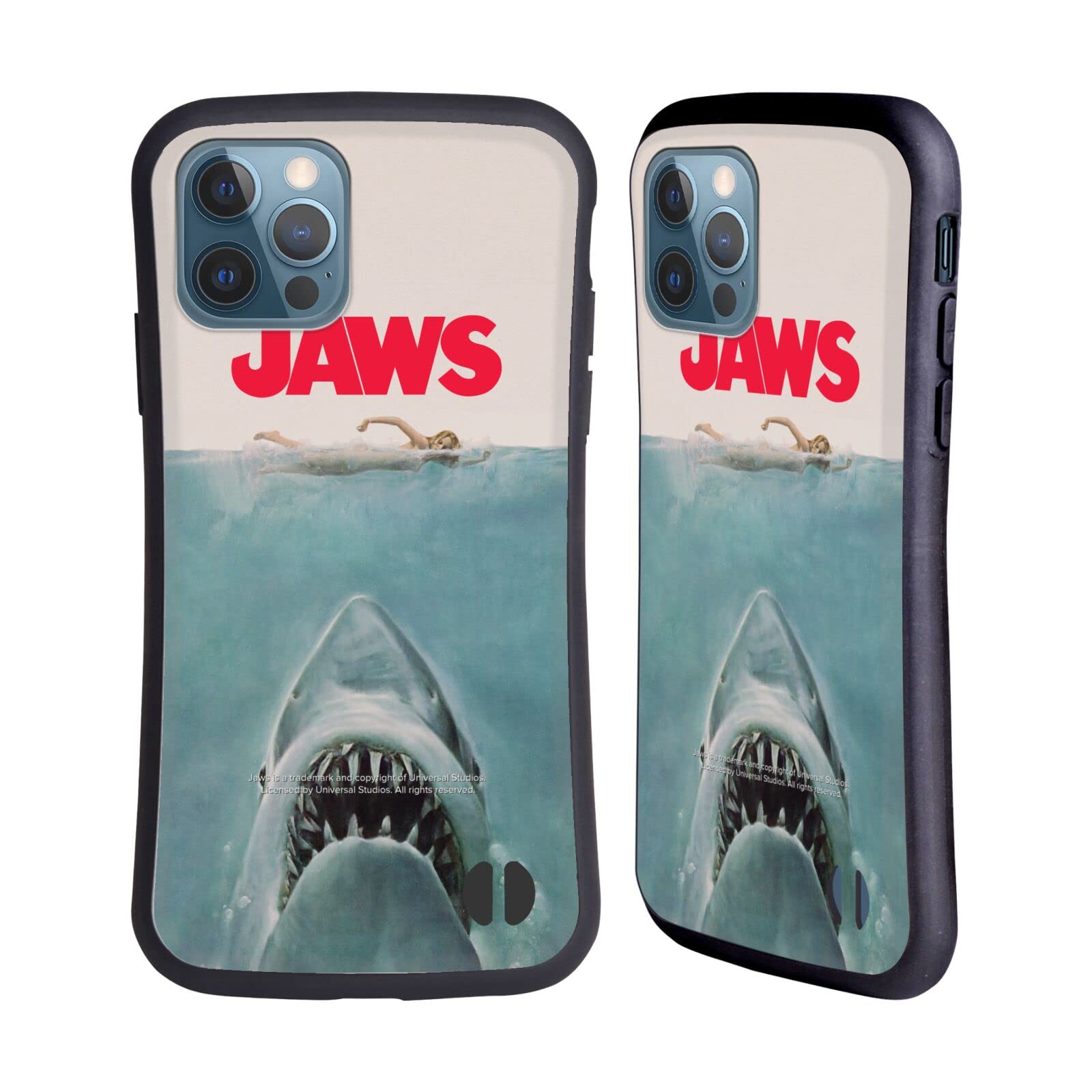 Officially Licensed Jaws Poster Key Art Hybrid Case for iPhone 12 & 12 Pro - Durable Protective Phone Cover with Unique Movie Design - Perfect for Movie Fans, Gifts & Everyday Use