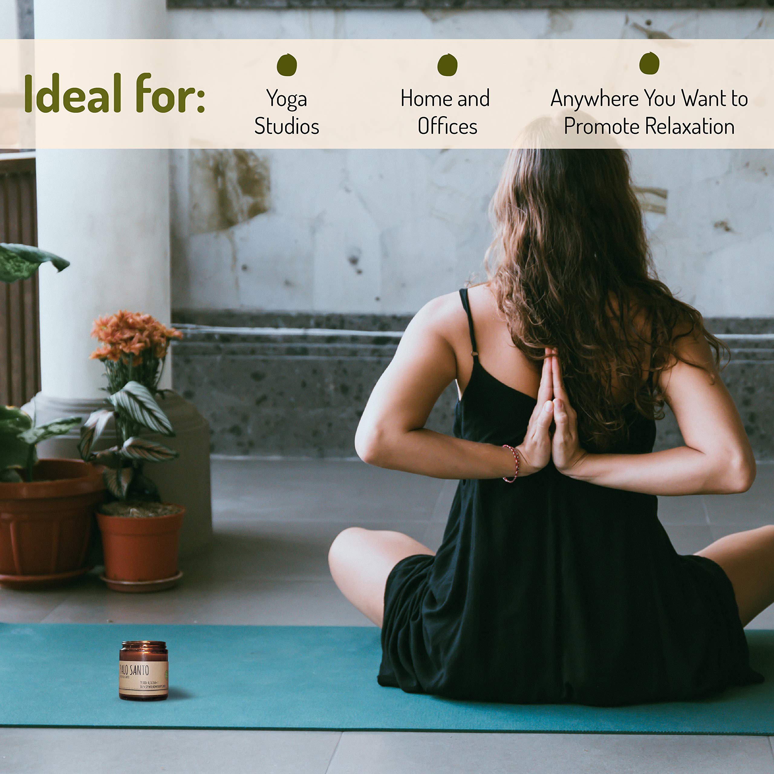 Pure Ecuadorian Palo Santo Essential Oil Aromatherapy Candle - 9oz Handmade in USA with Natural Soy Wax for Meditation, Yoga & Home Purification - Includes Free Palo Santo Stick for Spiritual Cleansing & Positive Energy