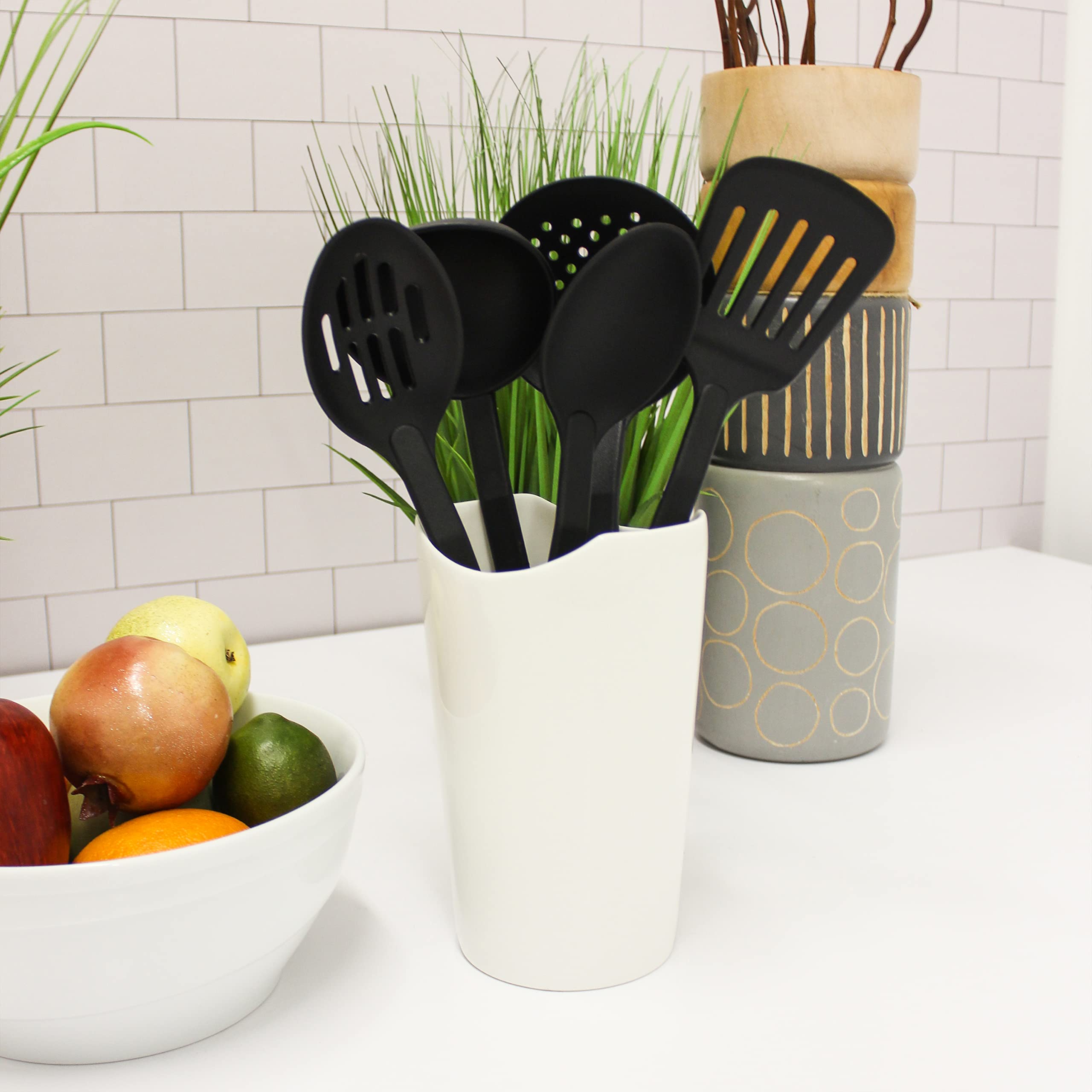 BergHOFF Studio 5-Piece Nylon Kitchen Utensil Set - Non-Stick Safe Cooking Tools for Baking, Frying & Mixing - Perfect for Everyday Cooking & Gift Giving