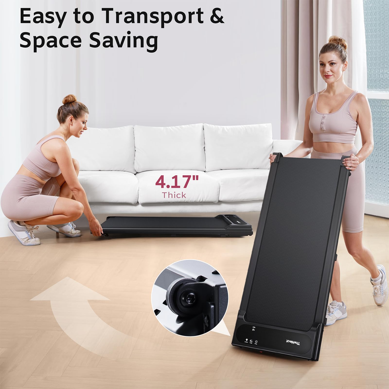 NeatWalk Under Desk Treadmill - Foldable Walking Pad for Home & Office Use | Portable Jogging & Running Machine for Small Spaces | Perfect for Workouts While Working or Watching TV