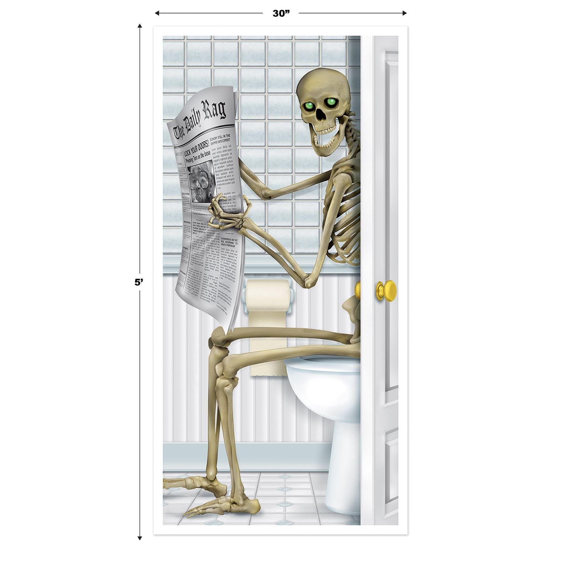 12 Pack Beistle Halloween Skeleton Restroom Door Cover - Spooky Bathroom Decor for Halloween Party, Haunted House & Trick or Treat Decorations