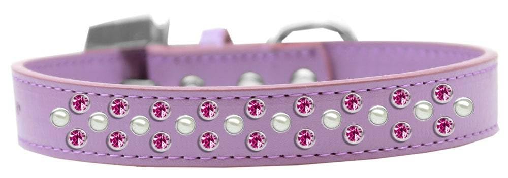 Lavender Dog Collar with Pearl & Pink Crystal Accents - Fashion Pet Accessory for Small Dogs & Puppies - Perfect for Daily Walks, Parties & Photo Shoots
