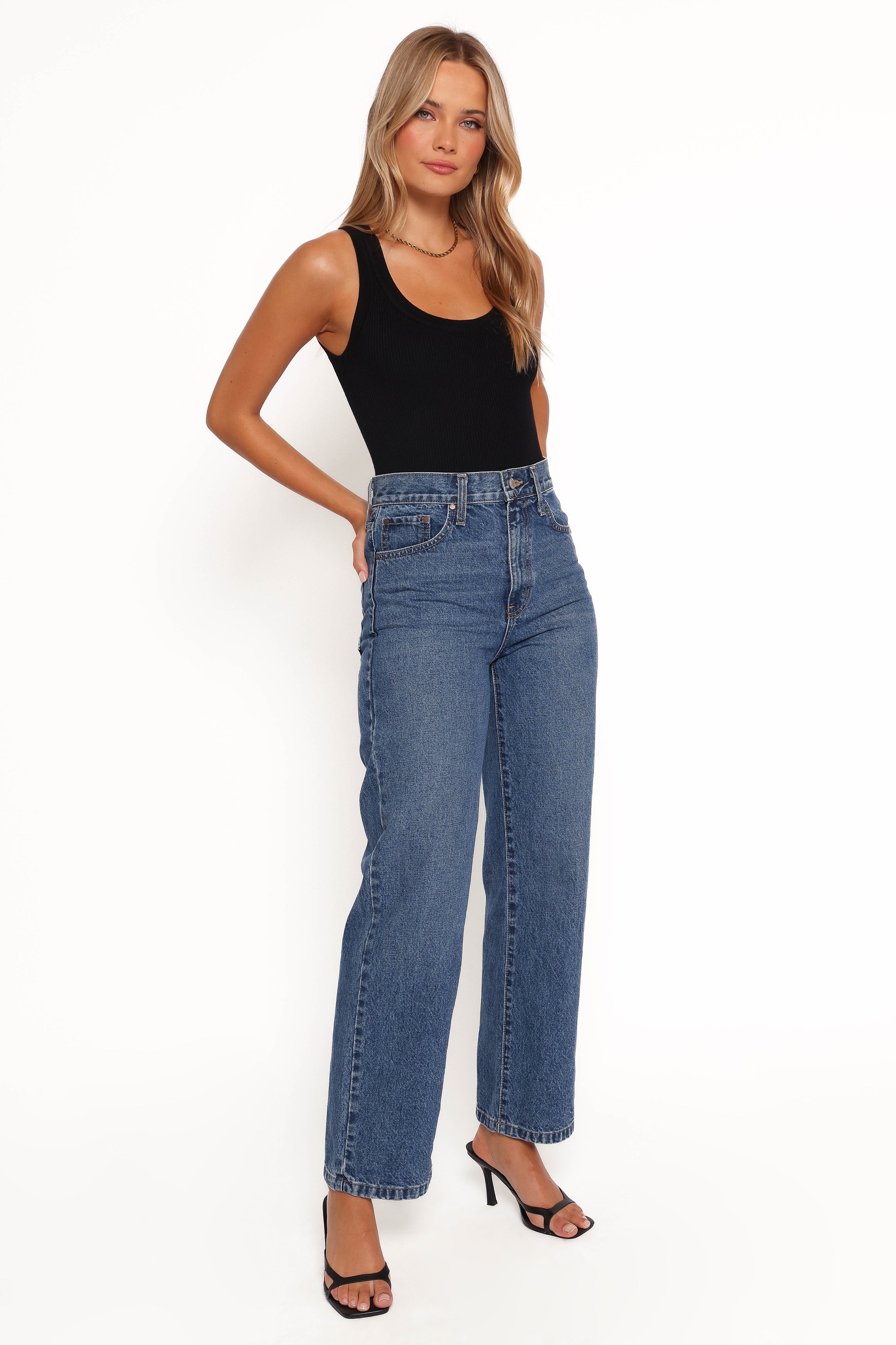 Just Black Relaxed 90s Straight Jeans for Women - Vintage Dark Denim Pants | Casual Wear, Street Style & Everyday Comfort