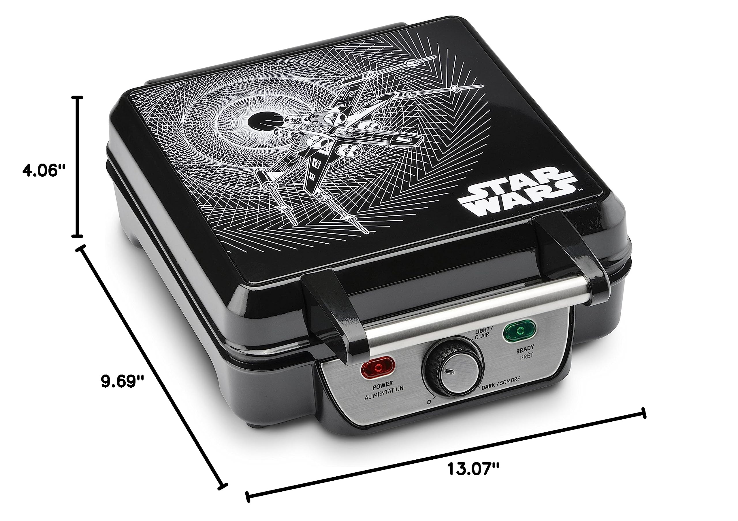 Star Wars 4-Waffle Maker for Perfect Waffles - Official Licensed Darth Vader Waffle Iron - Non-Stick Electric Waffle Maker (Black) - Great for Breakfast, Kids Parties & Star Wars Fans Gift