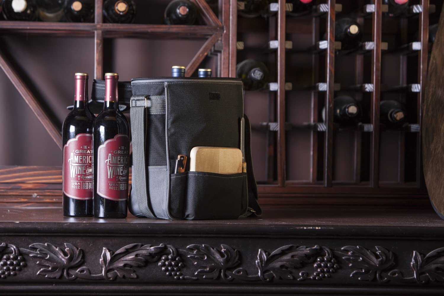 PICNIC TIME NFL Duet Wine & Cheese Tote - Insulated Picnic Basket for Wine & Cheese Lovers - Perfect for Game Day, Tailgating & Outdoor Gatherings