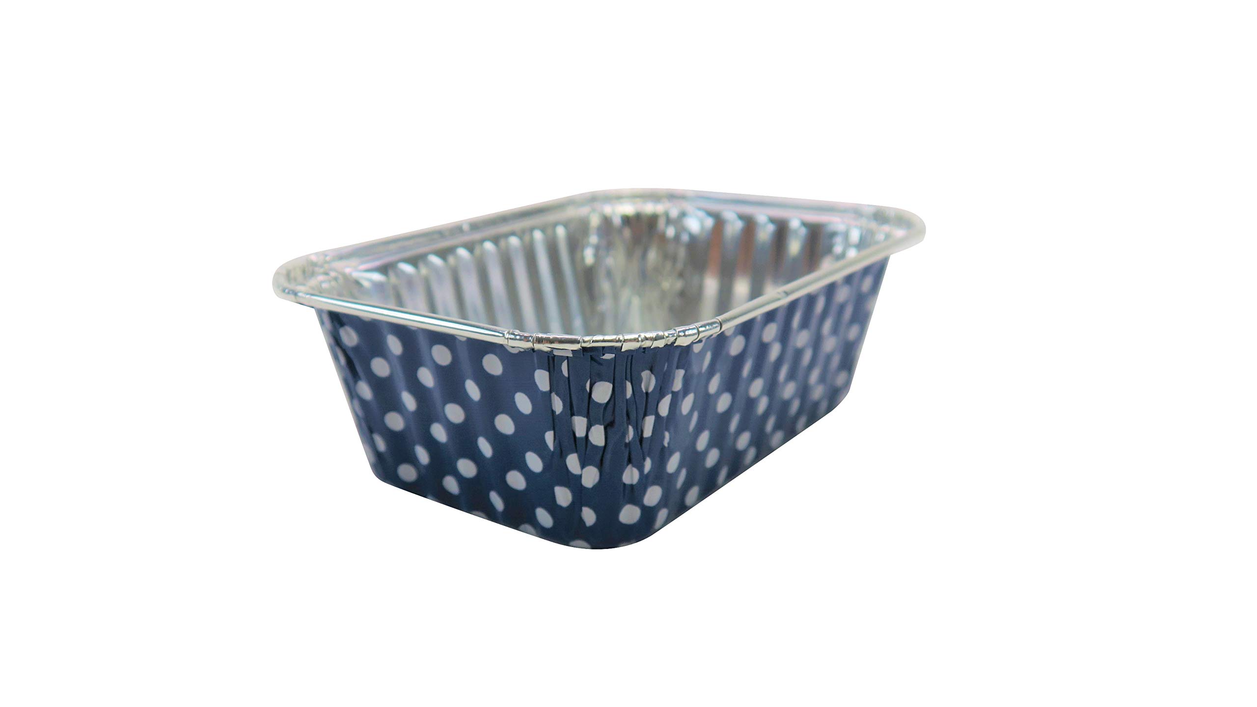 KitchenDance 6oz Disposable Aluminum Mini Loaf Pans (500 Pack) - Blue Polka Dot Design, No Lids | Perfect for Baking, Meal Prep, Party Favors & Holiday Treats