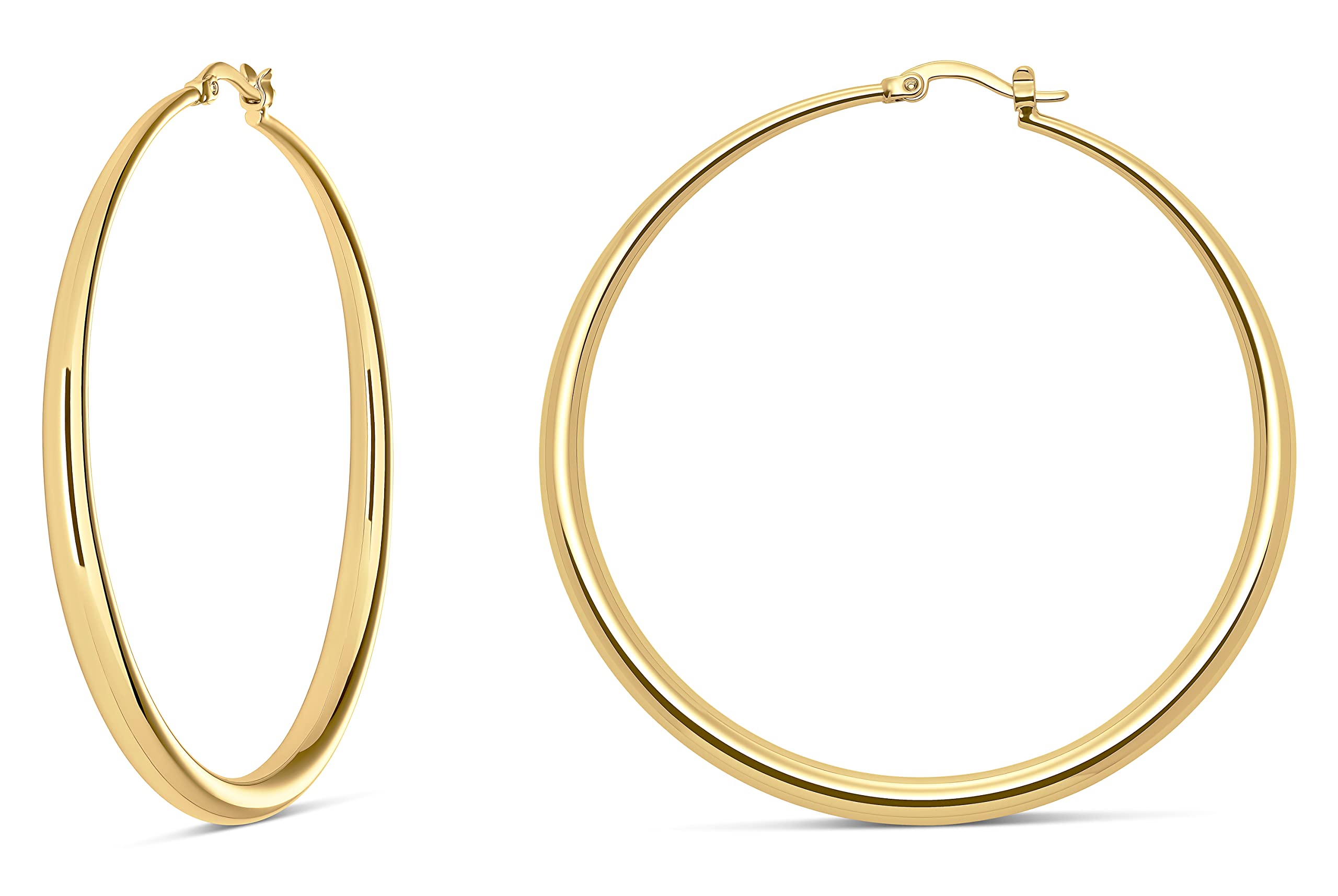 MILLA 14K Gold Hoop Earrings for Women | Silver & Rose Gold Graduated Curved Hoops | Elegant Everyday Jewelry for Work, Date Night & Special Occasions