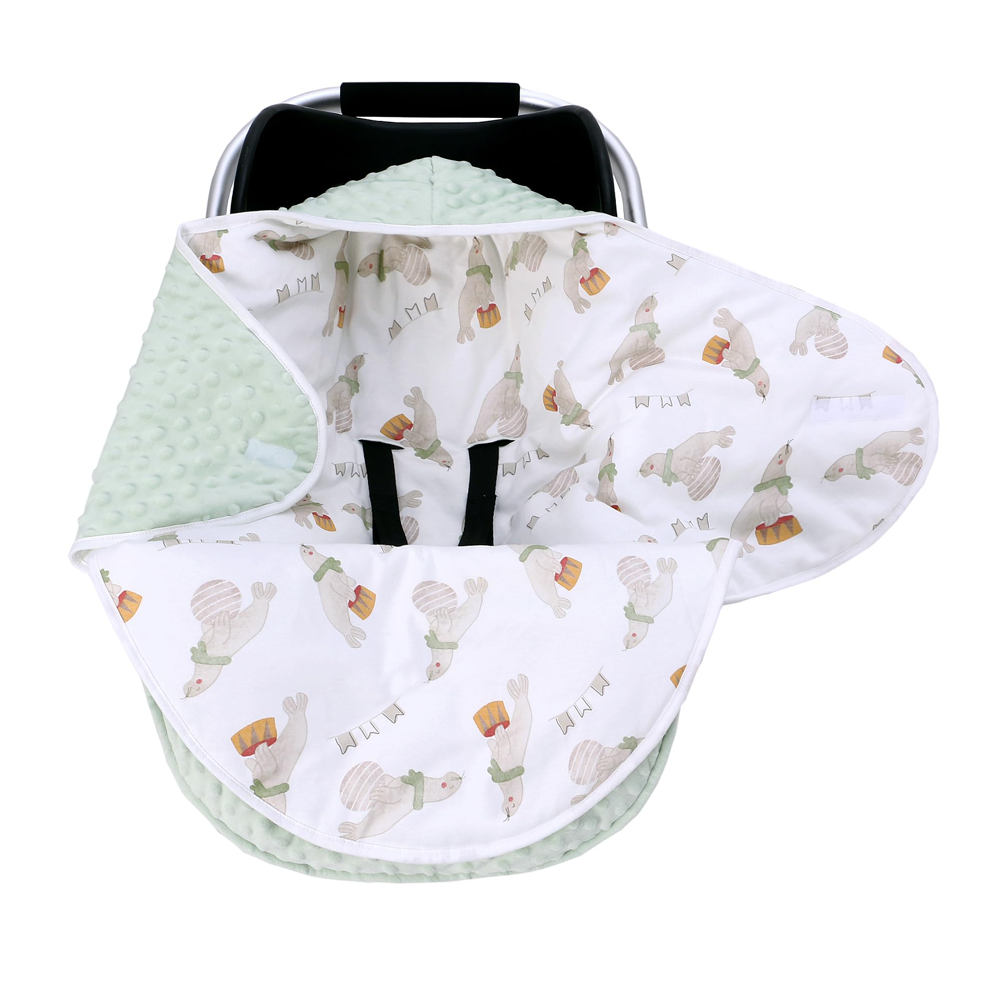 Miracle Baby Car Seat Cover - Soft Cotton Swaddle Blanket for Newborns 6-12 Months (Sea Lion) - Perfect for Travel & Stroller
