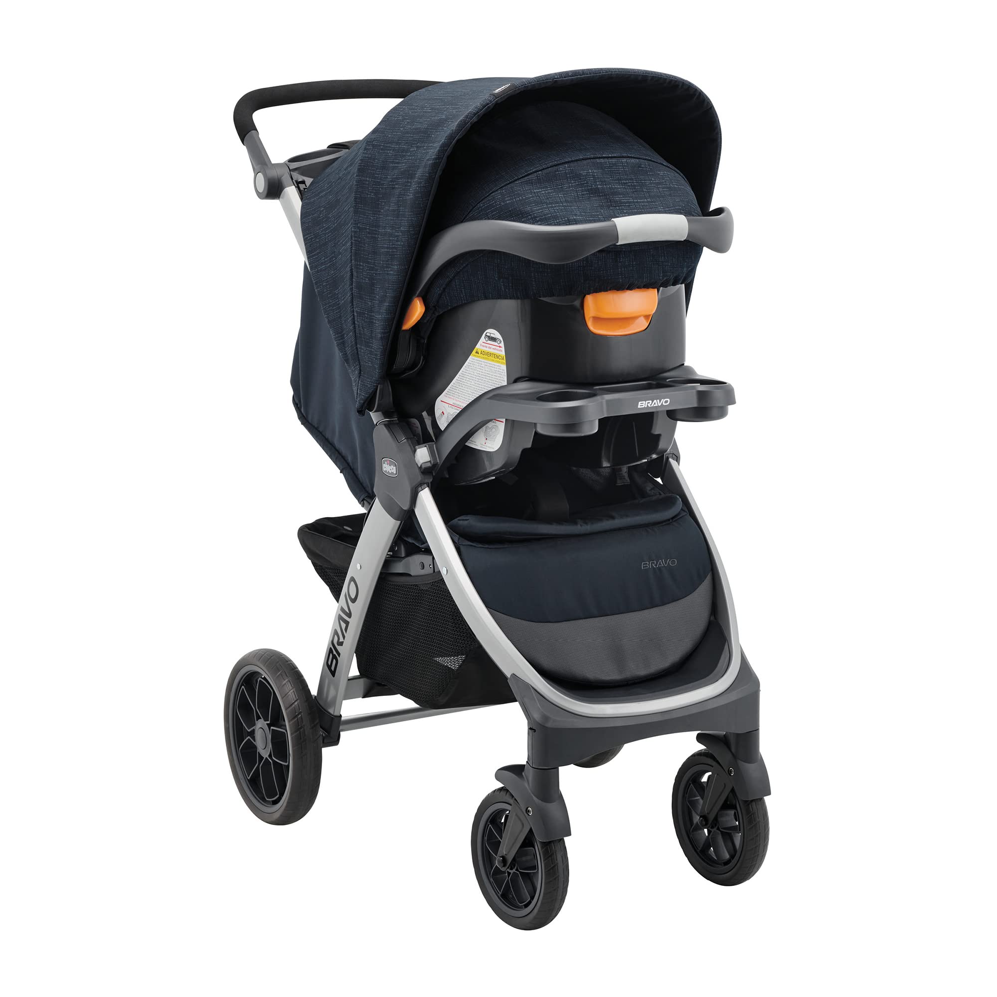 Chicco Bravo 3-in-1 Trio Travel System with Quick-Fold Stroller & KeyFit 30 Infant Car Seat - Brooklyn/Navy | Safe & Convenient Car Seat & Stroller Combo for Newborns | Perfect for City Walks, Shopping & Family Outings