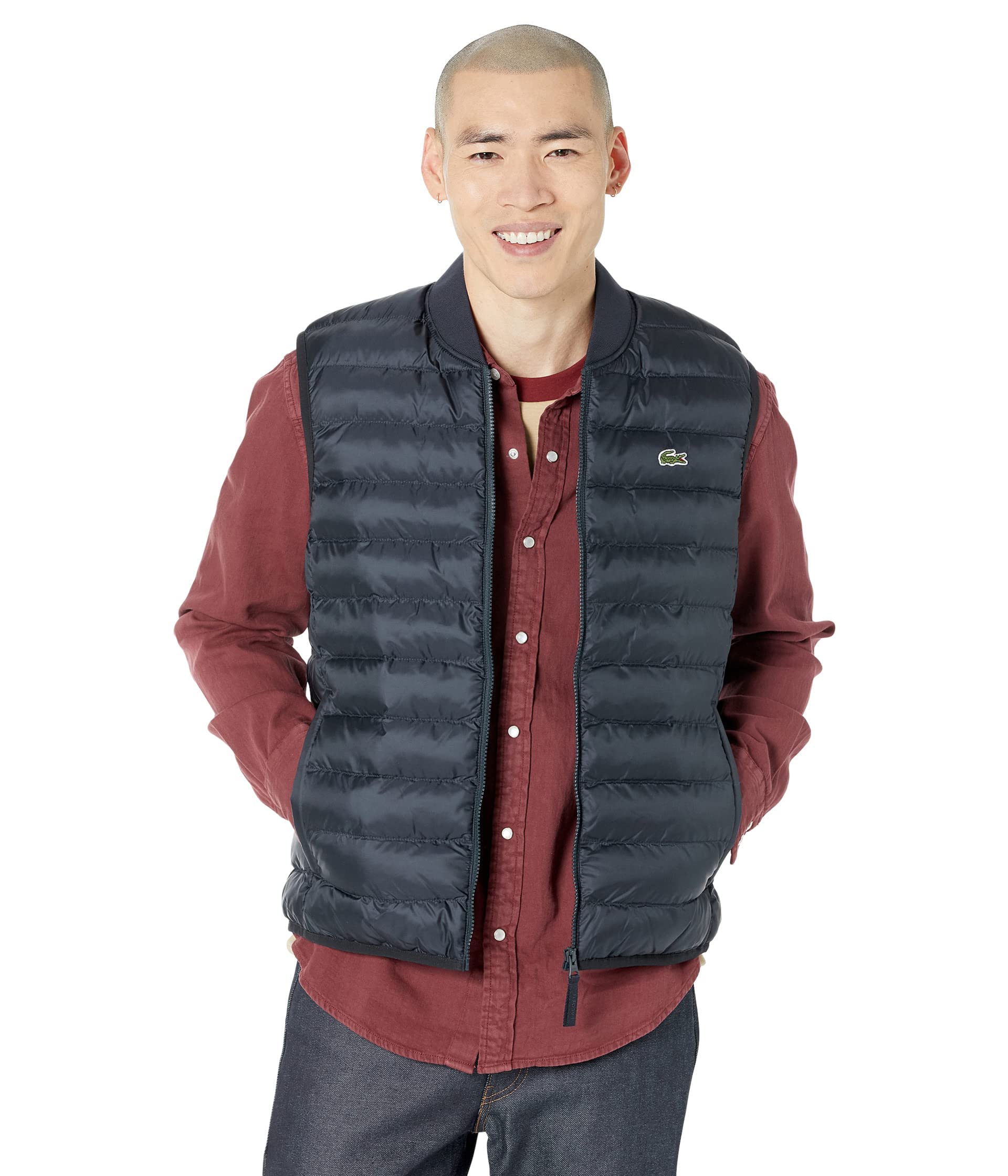 Lacoste Men's Water Repellent Puffer Vest - Lightweight Winter Jacket for Outdoor Activities & Casual Wear