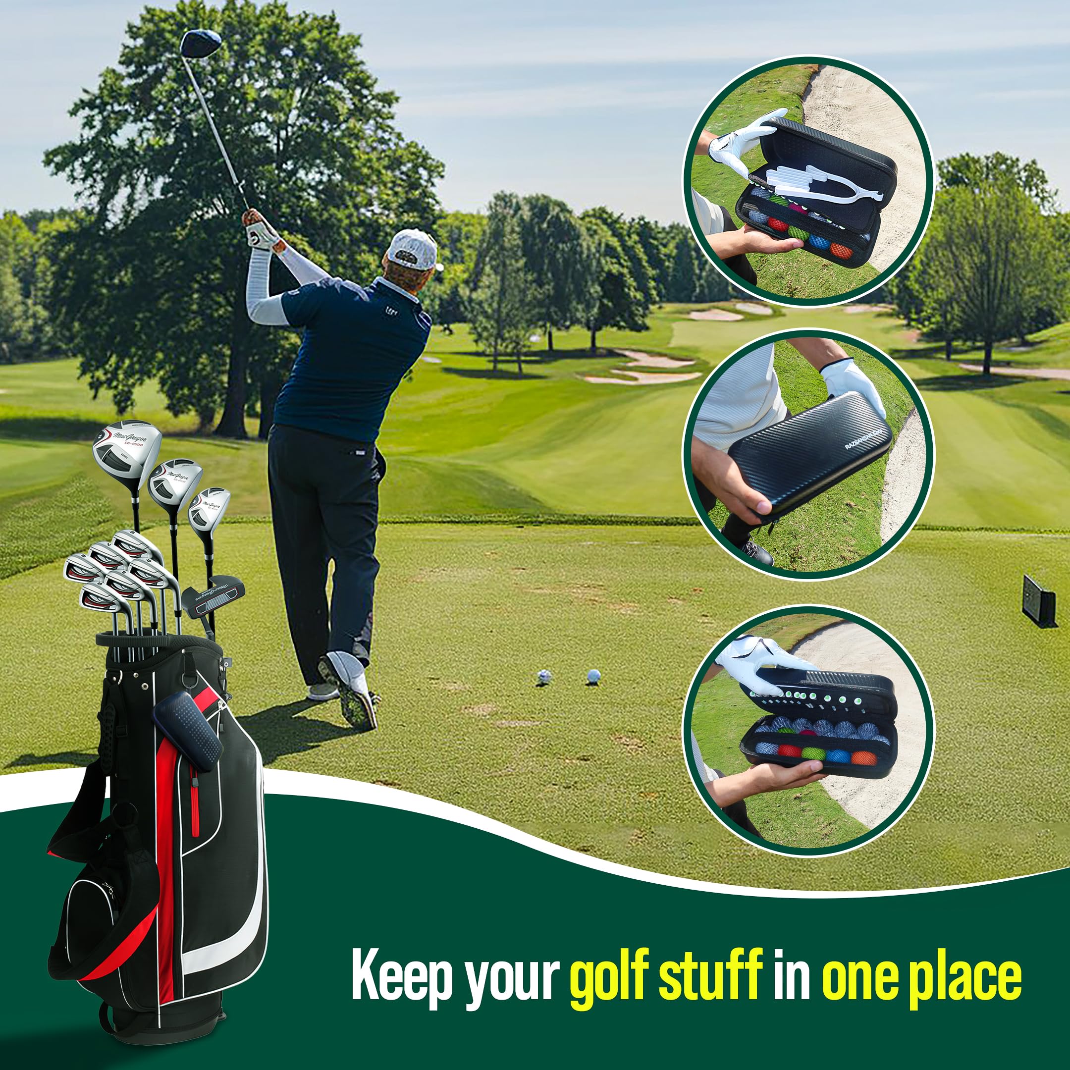 Premium Golf Glove Holder & Organizer - Durable Golf Bag Accessories for Men - Essential Golf Ball & Glove Storage Case - Perfect for Golf Course & Travel Use