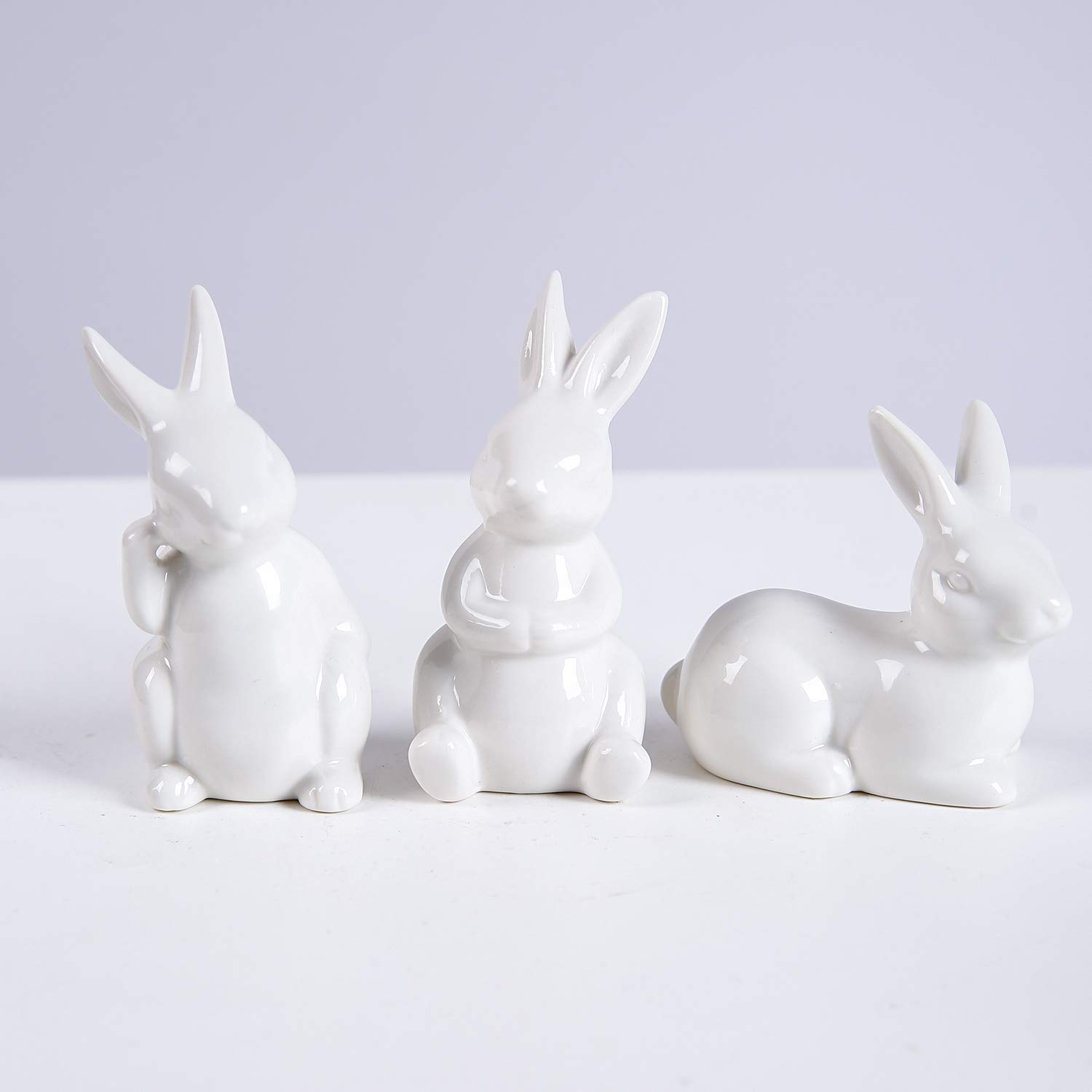 Easter Bunny Figurine - Ceramic Rabbit Decor, Porcelain Modern Art Spring Home Decorations, Cute Bunny Statue for Easter Gifts & Table Centerpiece - Perfect for Easter Party, Spring Home Decor, and Gift Giving