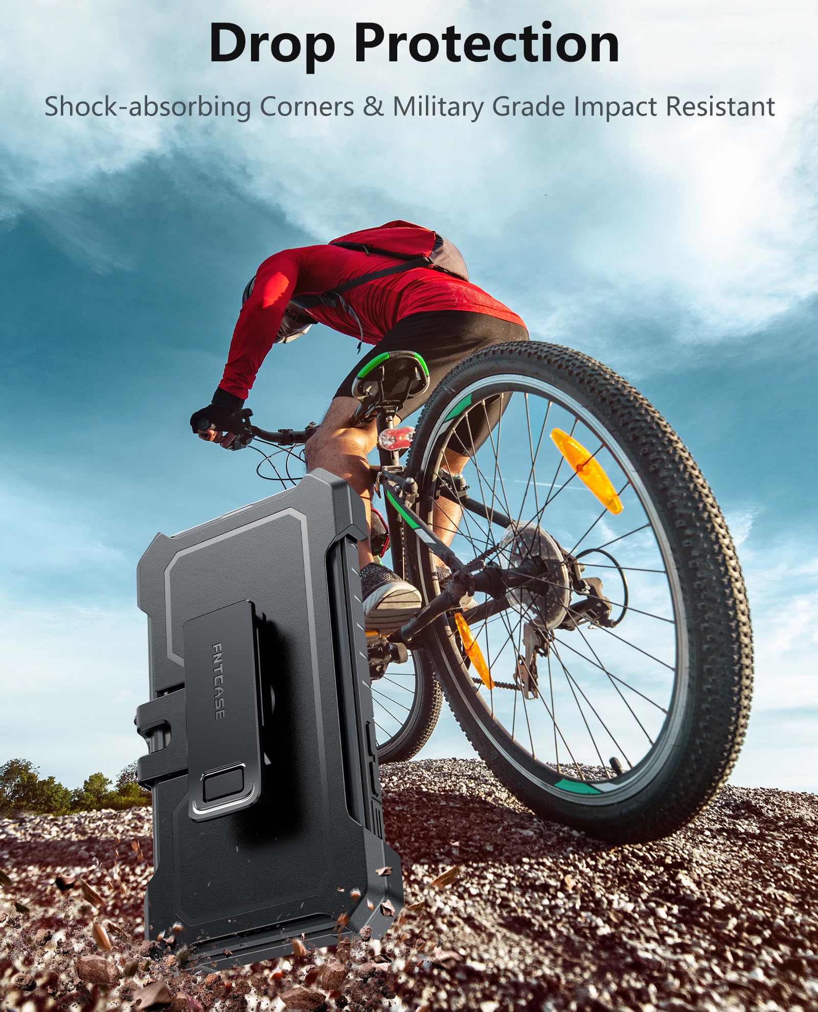FNTCASE Rugged Military Grade iPhone 15 Plus Case with Belt Clip Holster & Kickstand - Shockproof Matte TPU Protective Cover for 6.7