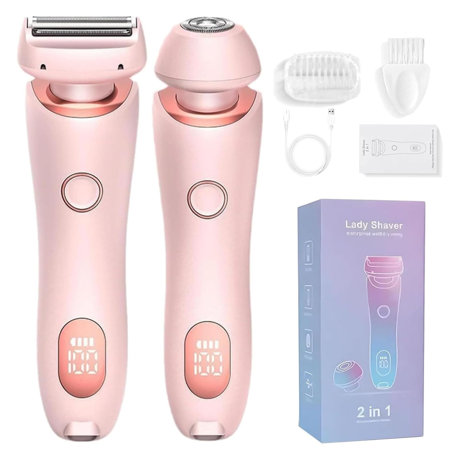 LiFann Elorixa 2-in-1 Electric Shaver & Bikini Trimmer for Women - Wet/Dry Use, Smooth Shaving, Painless Hair Removal - Perfect for Legs, Underarms & Bikini Area (Pink)