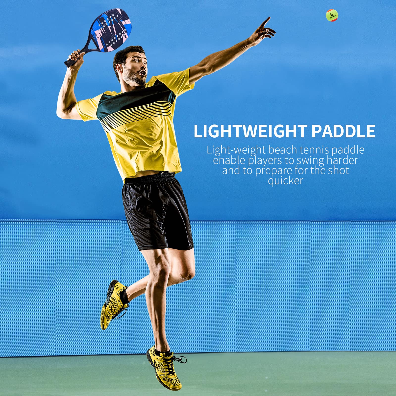 Premium Carbon Fiber Beach Tennis Paddle with EVA Memory Foam Core - Lightweight & Durable Racket for Beach Tennis, Paddleball & Outdoor Sports - Perfect for Beach Games, Backyard Fun & Waterfront Activities