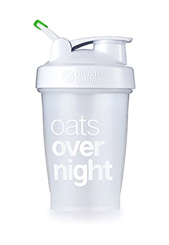 Oats Overnight Blender Bottle - 20oz Leak-Proof Shaker for Protein Shakes & Overnight Oats - Clear/White/Green with Milk Fill Line - Perfect for Gym, Workouts & Healthy Breakfast On-The-Go