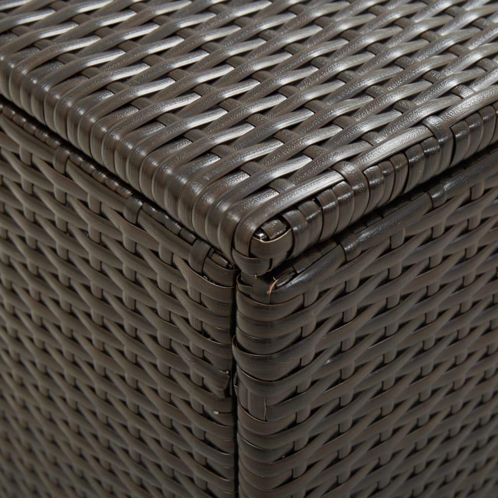 Weather-Resistant Brown Poly Rattan Outdoor Patio Storage Box 78.7