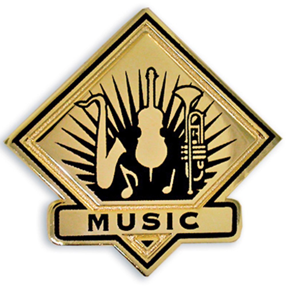 PinMart Black and Gold Music Student School Teacher Lapel Pin - Elegant Band Accessory for Performances, Graduations & Awards Ceremonies
