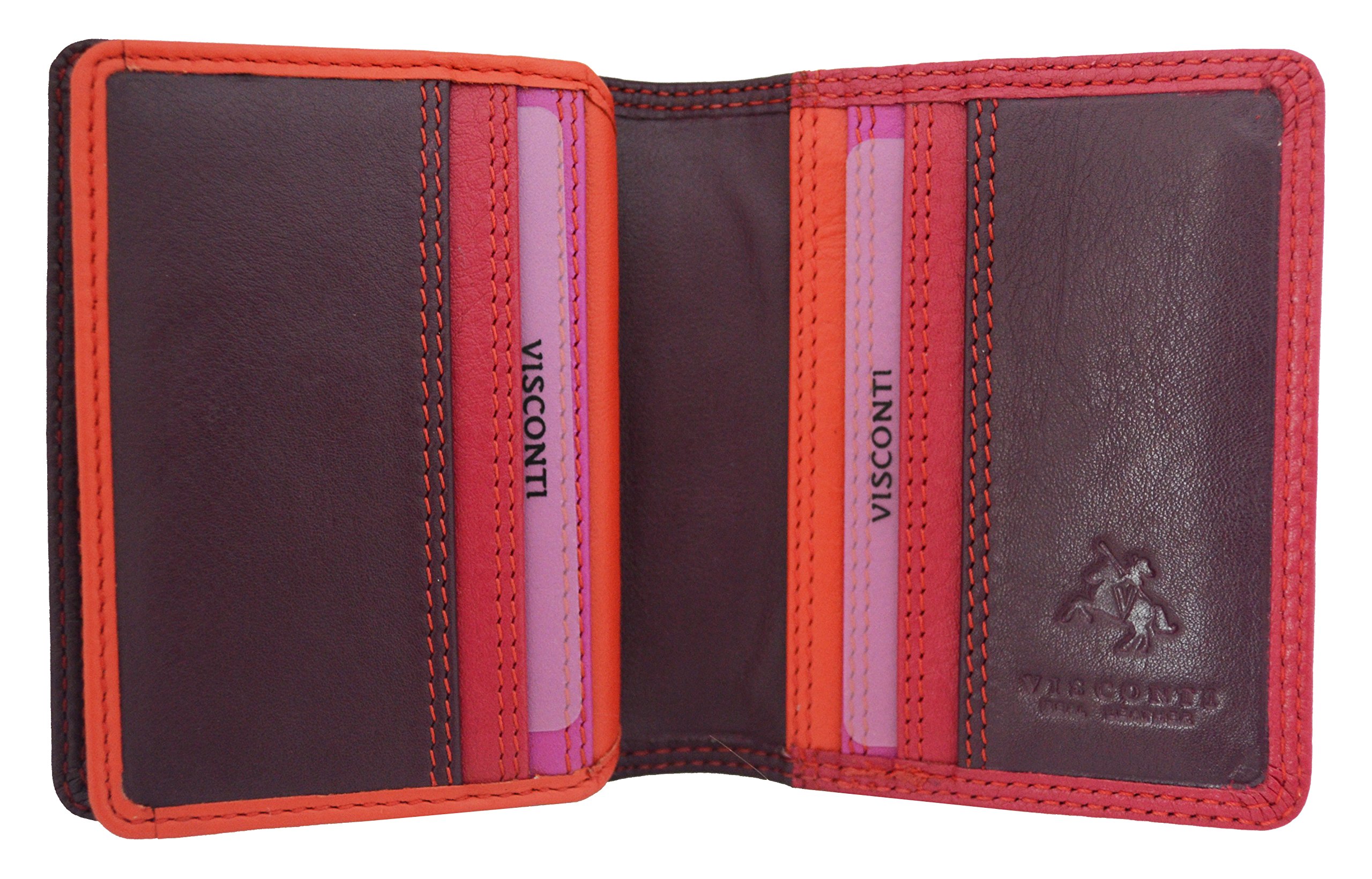 Visconti RB 64 Multi-Colored Soft Leather Women's Card Holder - Slim Business Card Wallet & ID Organizer (Plum) - Perfect for Office, Travel & Everyday Use