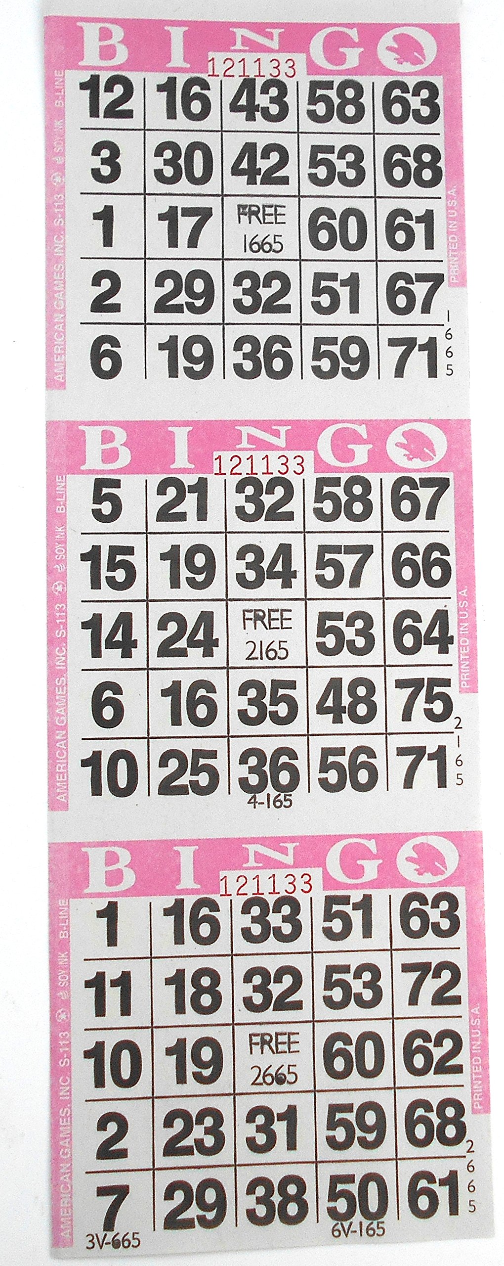3 on Pink Bingo Paper Cards - 1000 Sheets (3000 Cards) - Perfect for Bingo Games, Fundraisers & Classroom Activities