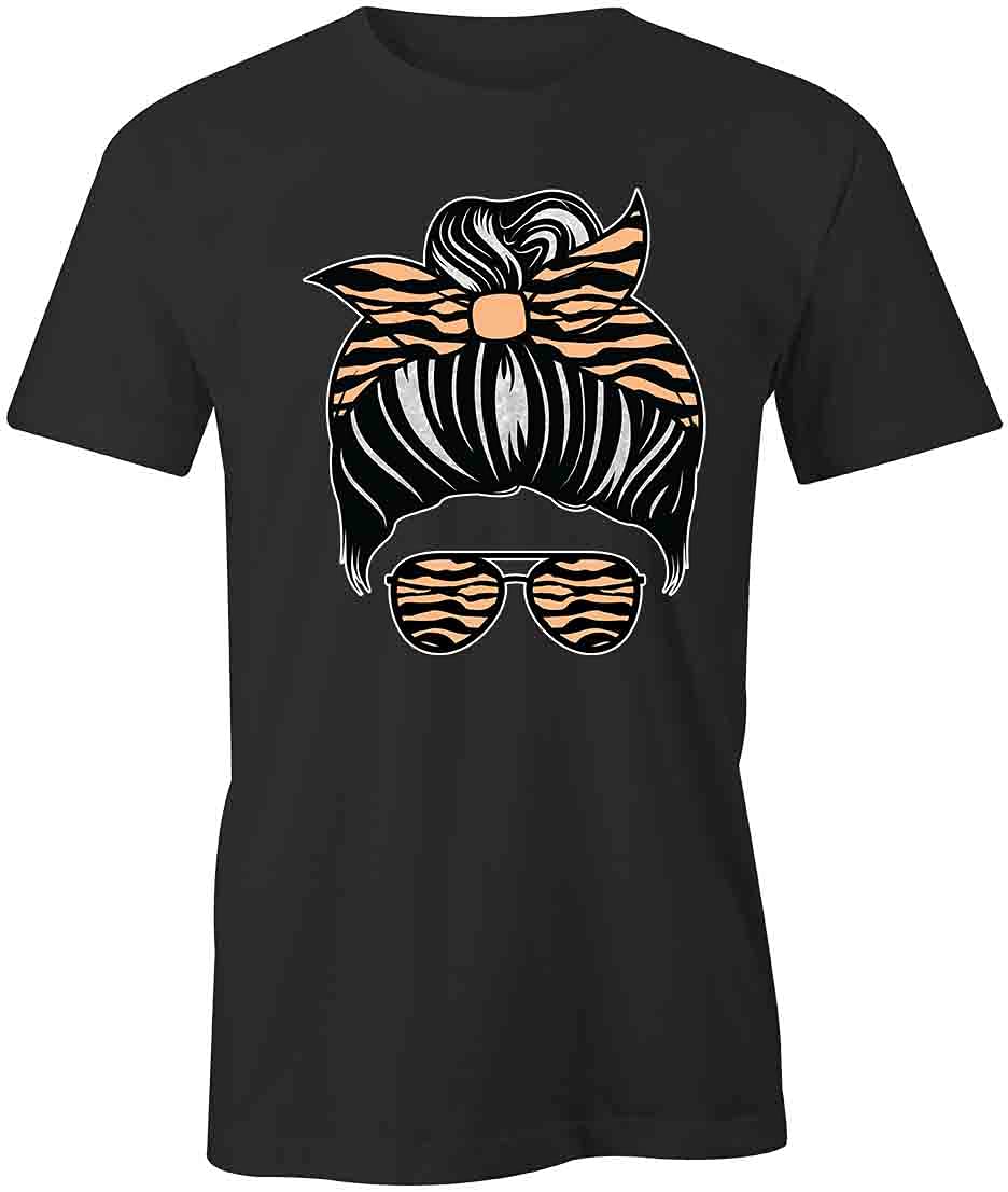 Messy Bun T-Shirt for Women - Soft Black Graphic Tee with Stylish Print | Casual Wear, Lounge Outfits, Weekend Comfort