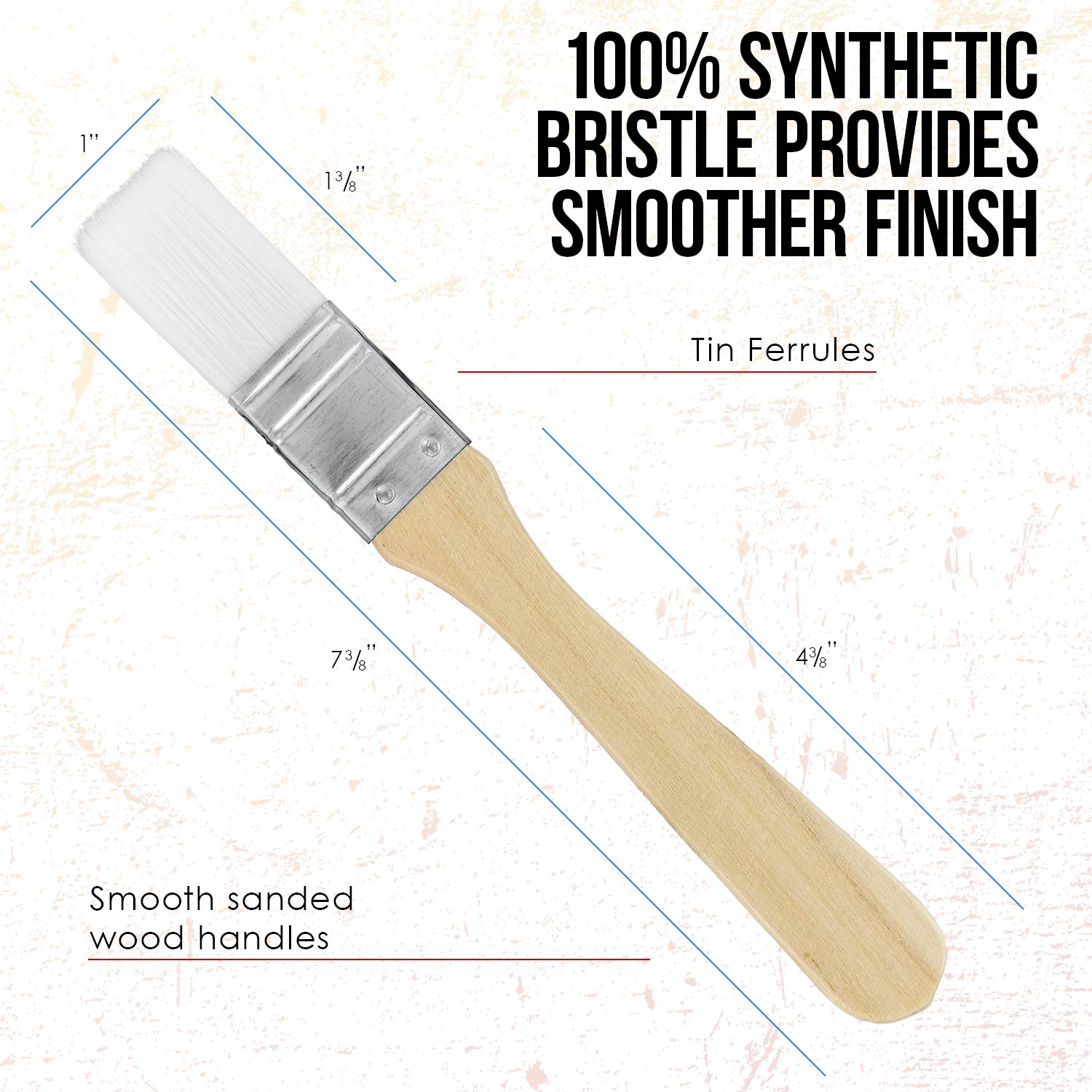 3 Pack Synthetic Bristle Paint Brushes - Variety Sizes for Paint, Stain, Varnish, Glue & Gesso - Perfect for DIY Projects, Home Decor & Art Crafts
