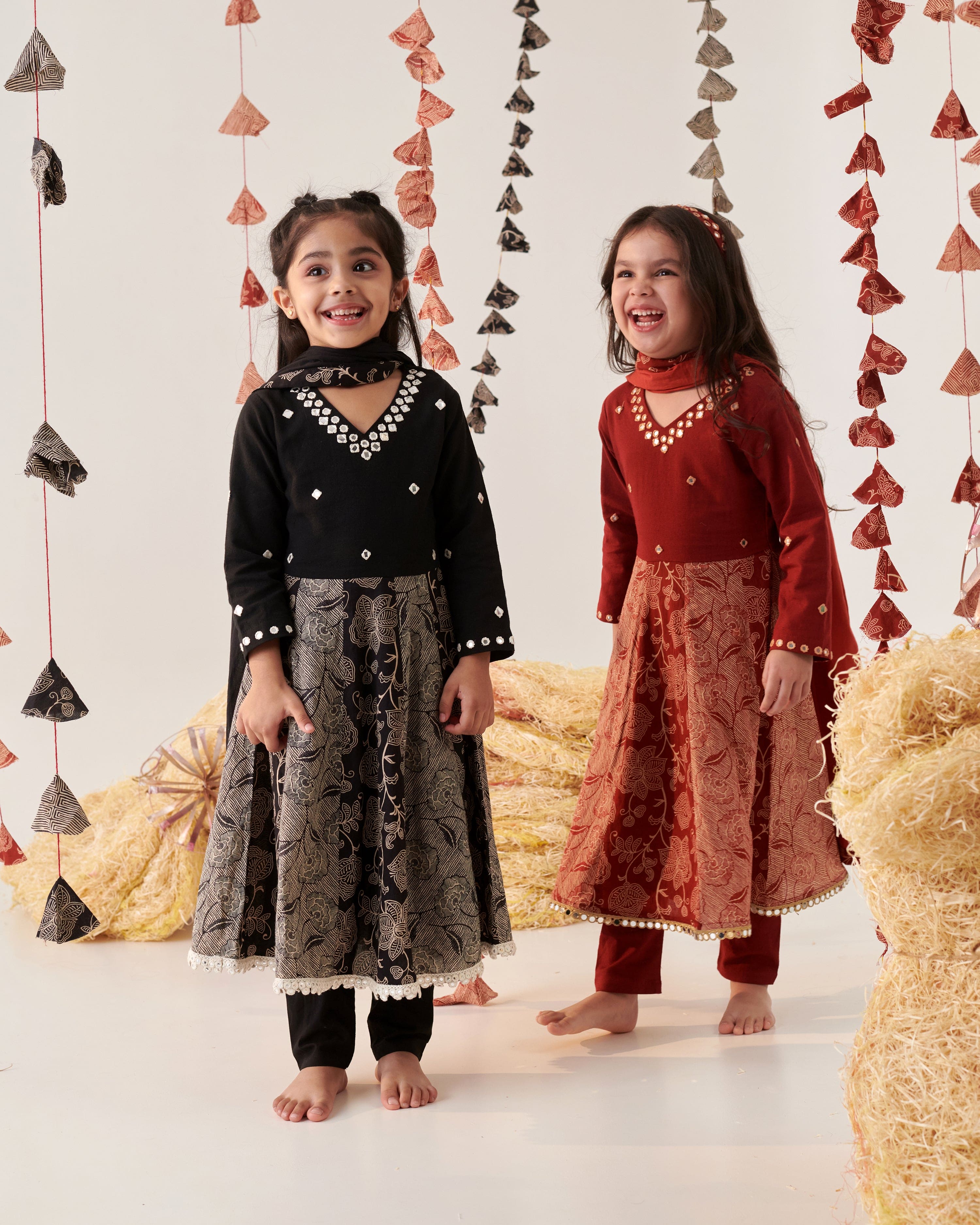 Pre Order: Black Floral Embroidered Suit Set for Girls - Perfect for Festivals, Weddings & Special Occasions