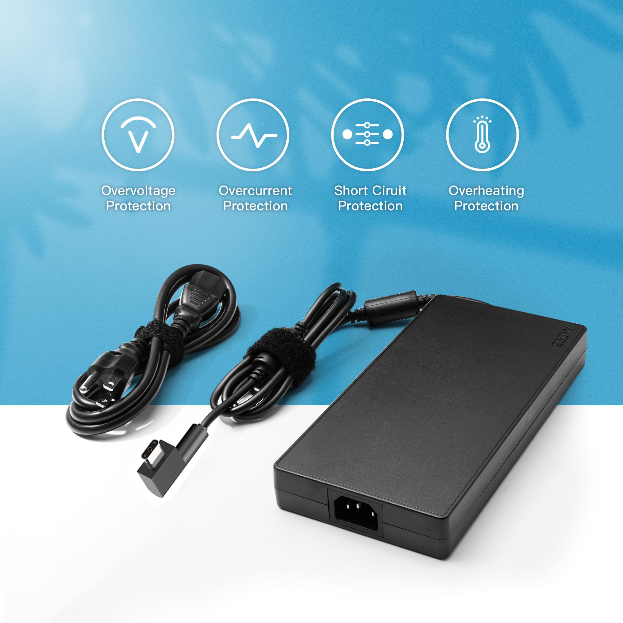 230W Power Adapter for Razer Blade 15/14/16/17 & Pro 17 - Compatible with RZ09-0248, RTX 3060/3070/3080, GTX 1060/1070 - Replacement Charger for 4K Gaming Laptops | Perfect for Home, Office & Travel Use