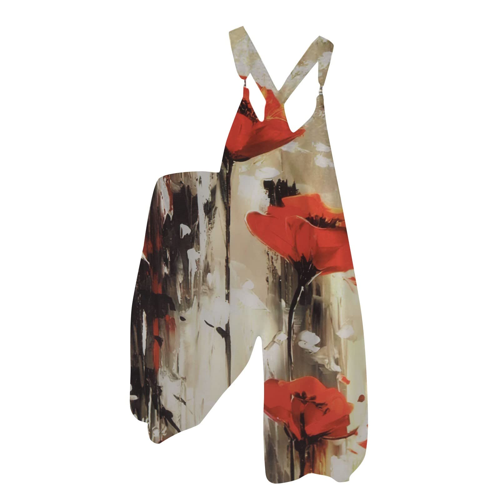 2022 Winter Skull Printed Women's Overalls - Warm Cotton Baggy Wide Leg Pants, Loose Fit Romper Jumpsuit Bib Overalls for Casual Wear & Street Fashion