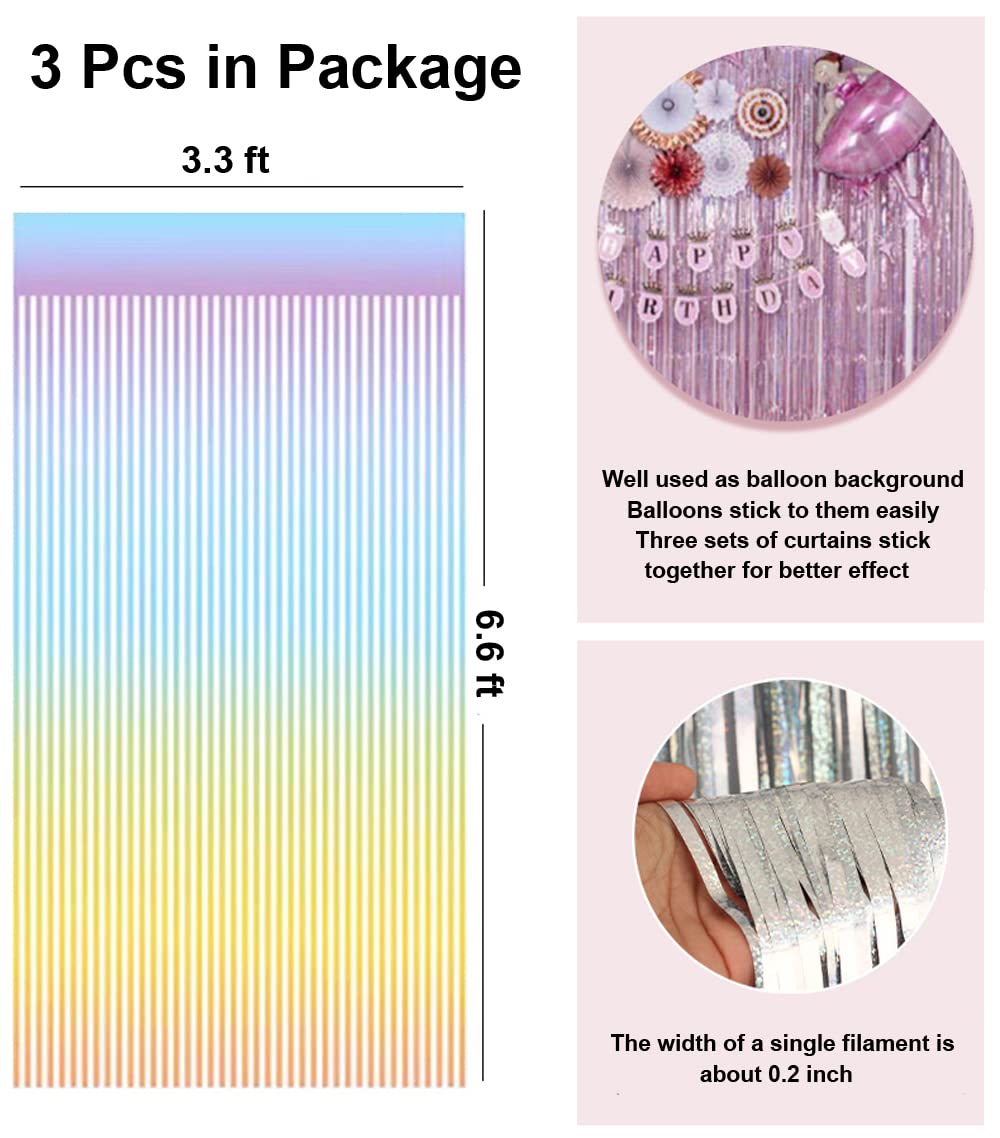 3 Pack Pink Fringe Streamers Backdrop Curtains - 3.3 x 6.6 Feet Tinsel Party Decor for Birthday, Disco, Wedding & Baby Shower - Glamorous Photo Booth & Event Decoration