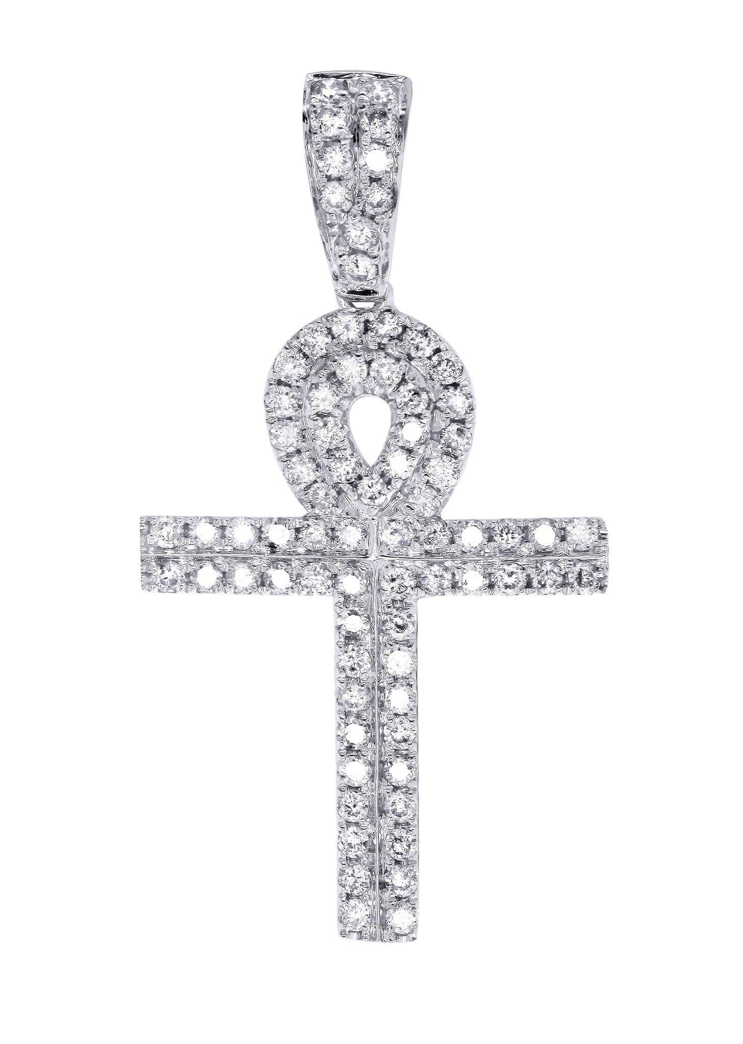 0.74 Carat Diamond Ankh Pendant Necklace - 2.14 Grams 14K Gold Egyptian Cross Jewelry for Women - Perfect for Gifts, Weddings & Spiritual Occasions