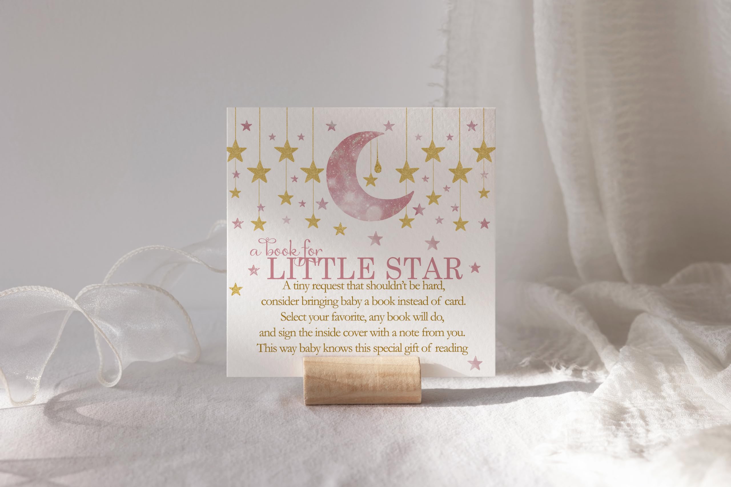 Twinkle Little Star Baby Shower Invitation Set - 25 Celestial Themed Blank Girl Invites with Envelopes, Diaper Raffle Tickets & Book Insert Cards - Perfect for Baby Showers, Gender Reveals & Newborn Celebrations