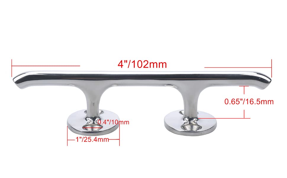 Stainless Steel Boat Cleats 4 Inch - Marine Dock Cleats for Kayaks & Decks