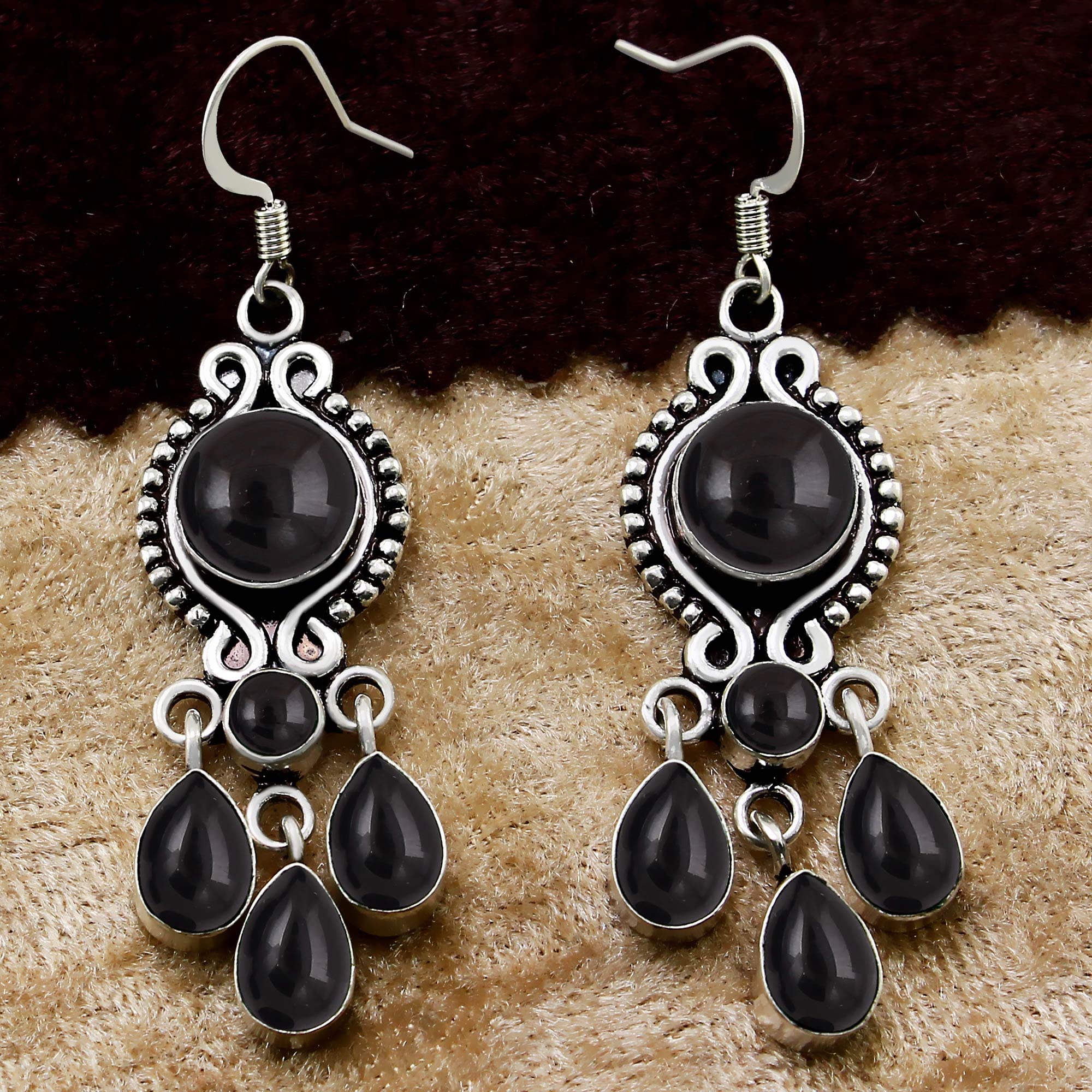 13.65ct Natural Round Gemstone Earrings for Women - Handmade Boho Dangle Jewelry for Wife & Girlfriend - Perfect Birthday Gift & Everyday Wear