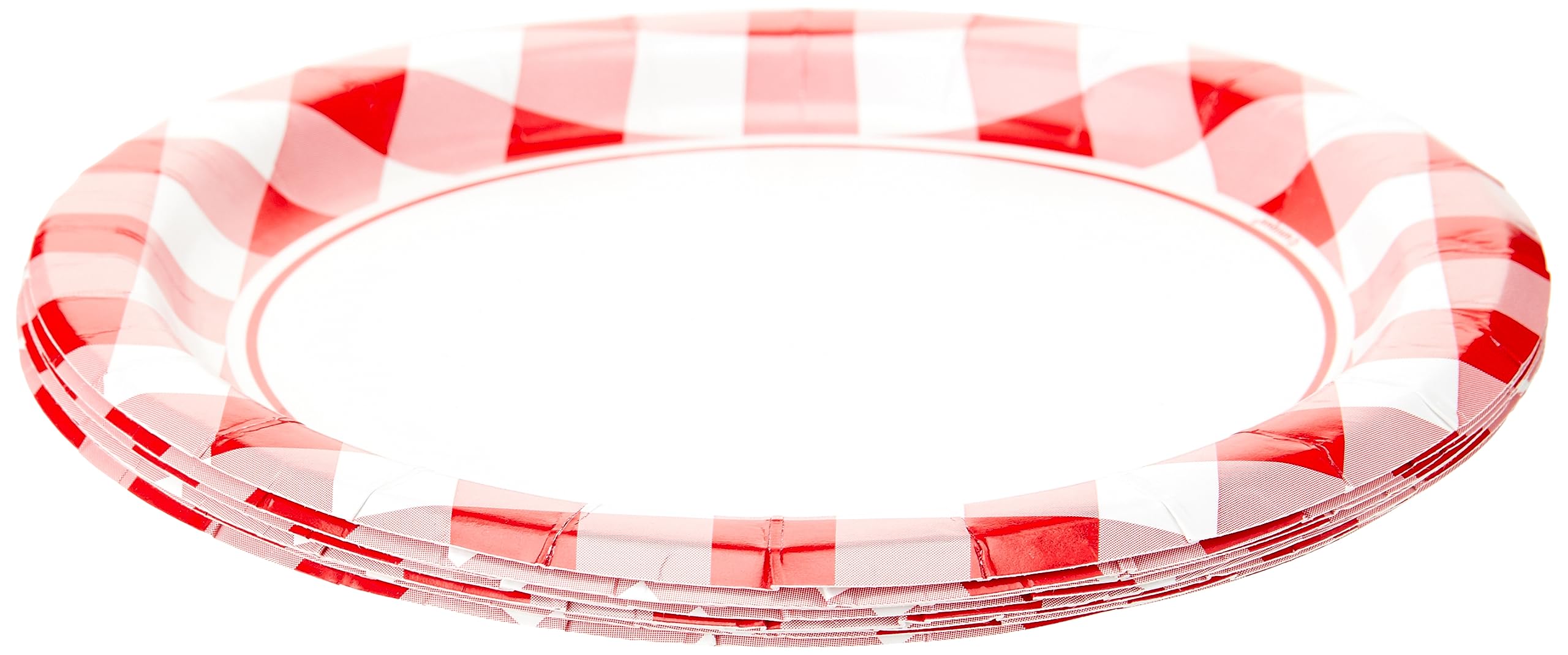 Red Gingham Round Dessert Plates 7 Inch (Pack of 8) - Elegant Disposable Eco-Friendly Party Plates for Picnics, BBQs, Birthday Parties & Wedding Receptions - Perfect for Summer Outdoor Dining & Holiday Celebrations